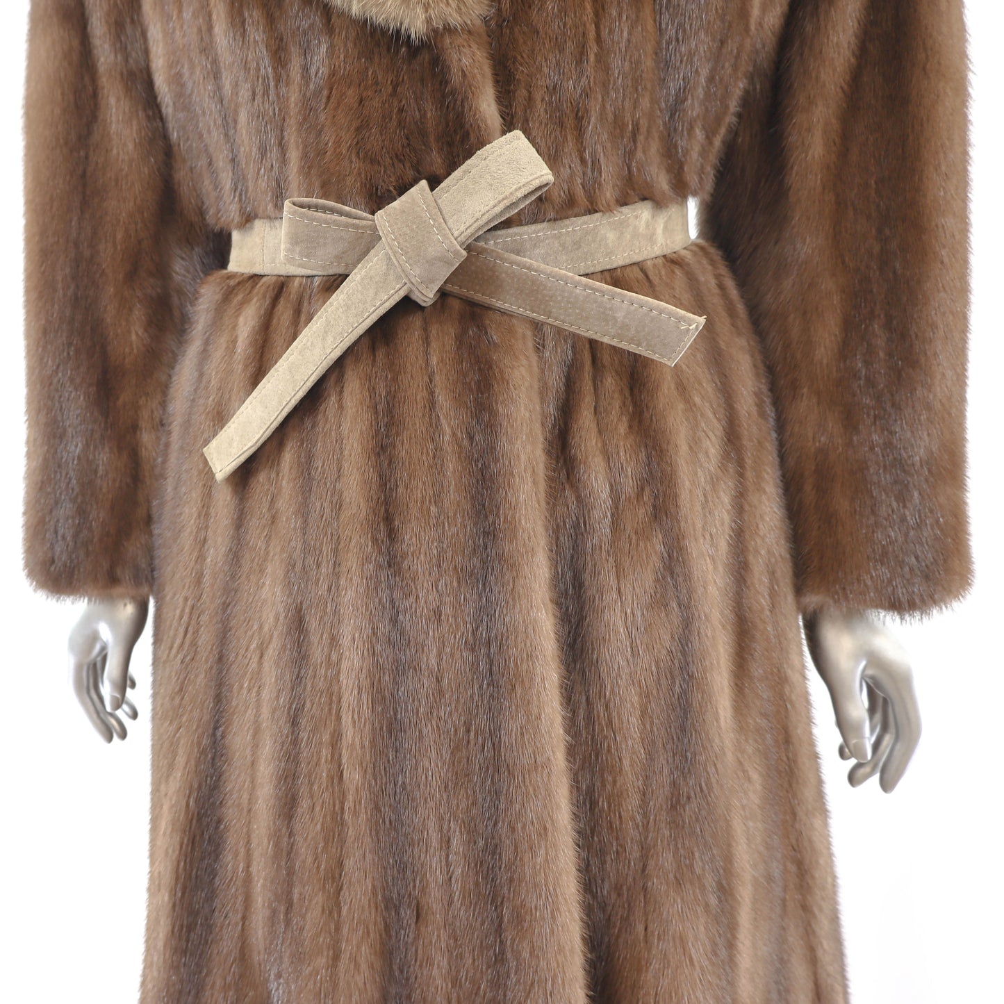 Brown Mink Coat with Sable Collar- Size S