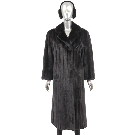 Black Mink Coat with Headband and Earmuffs- Size M