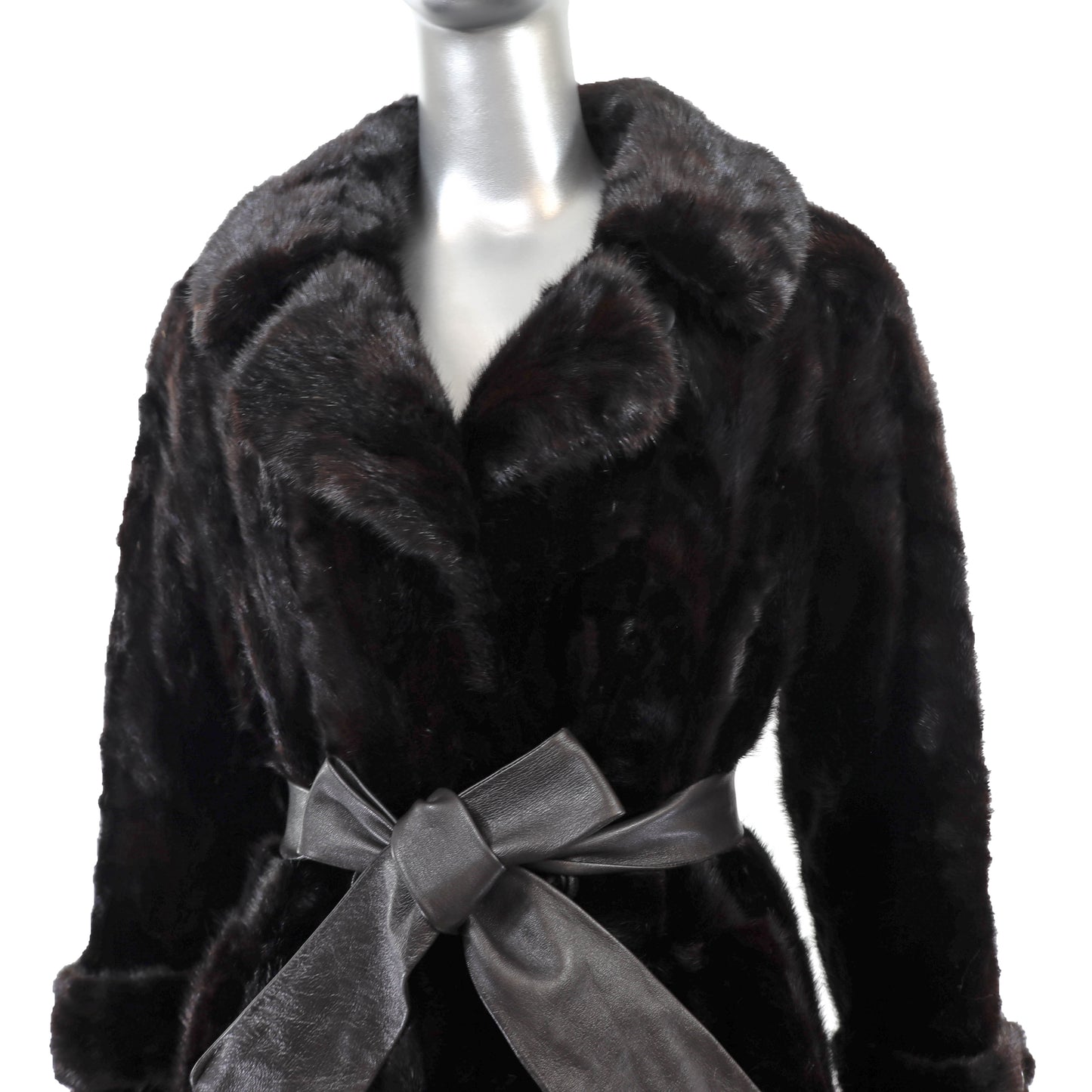 Black Section Mink Coat- Size S