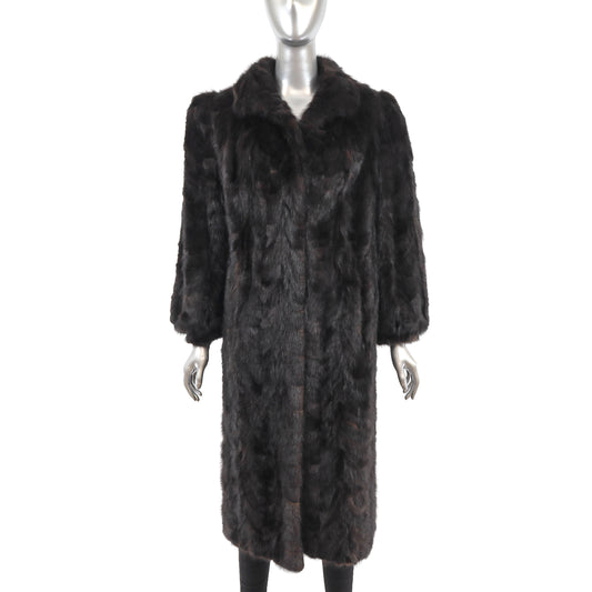 Brown Section Mink Coat- Size S