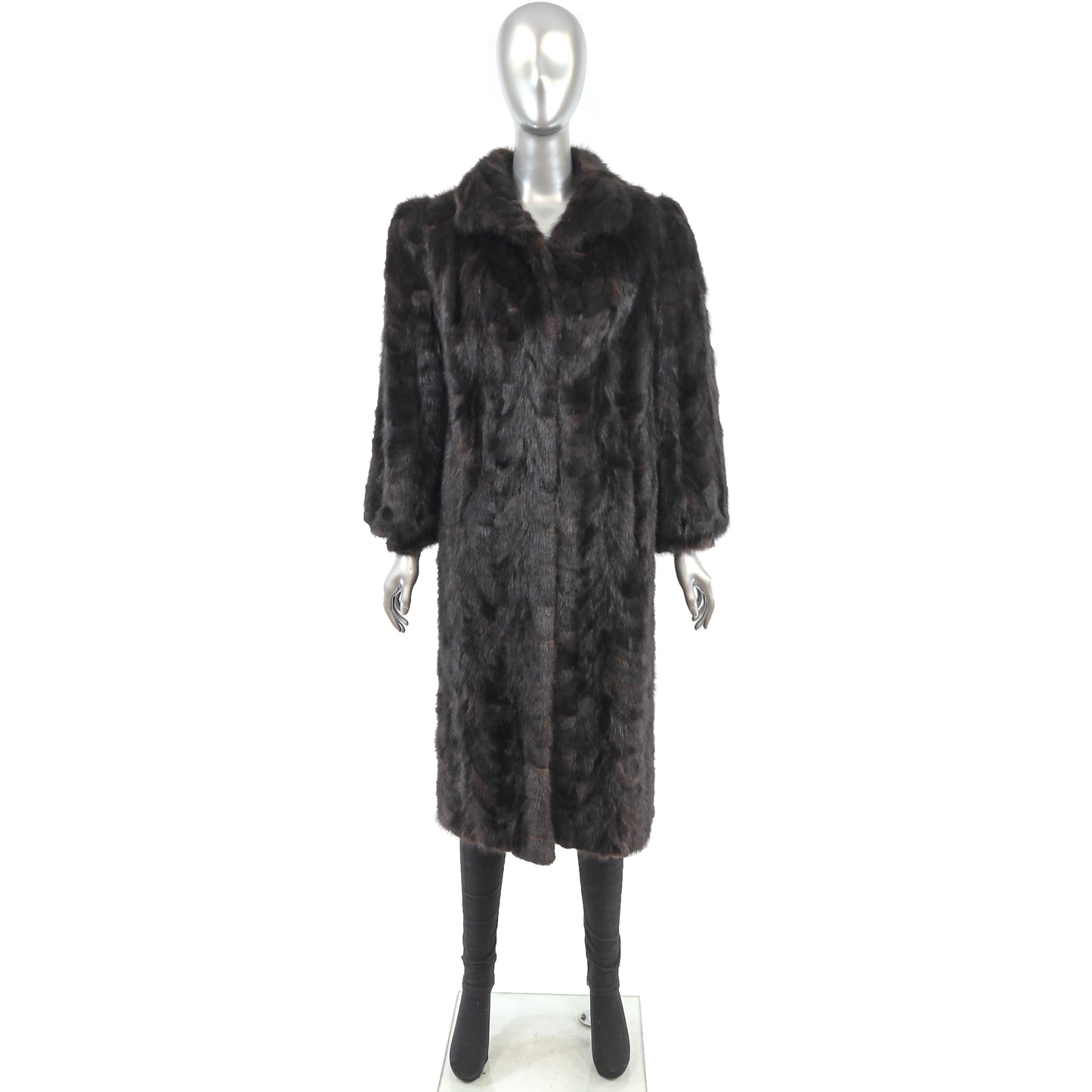 Brown Section Mink Coat- Size S