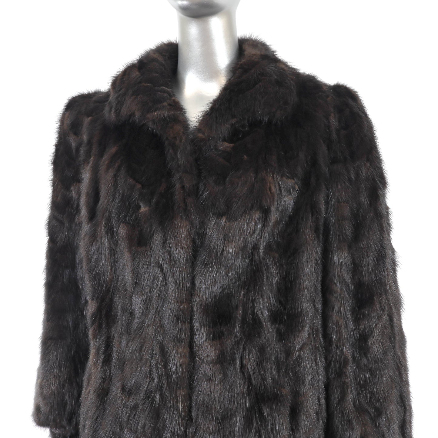 Brown Section Mink Coat- Size S