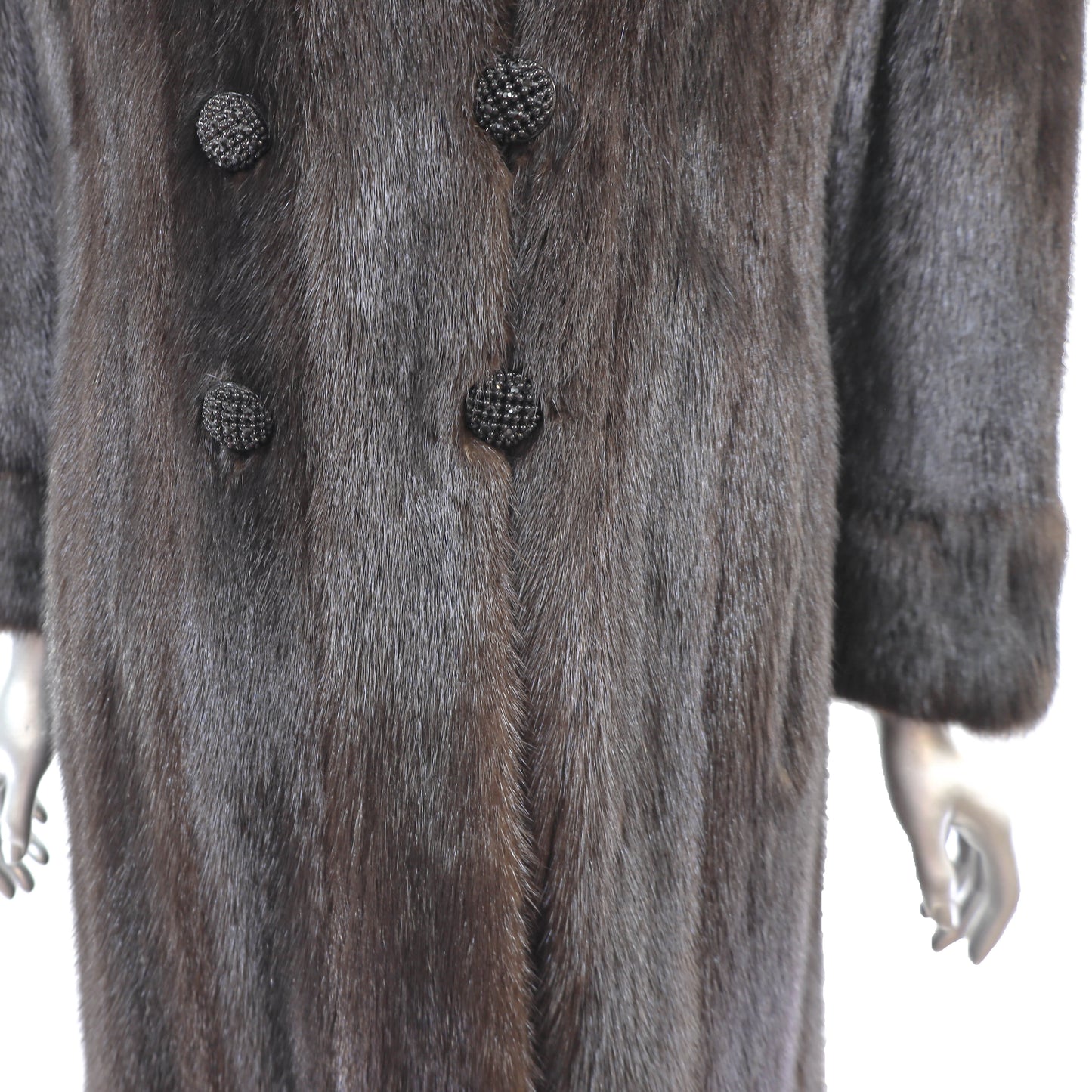 Mahogany Mink Coat with Sable Collar and Cuffs- Size S