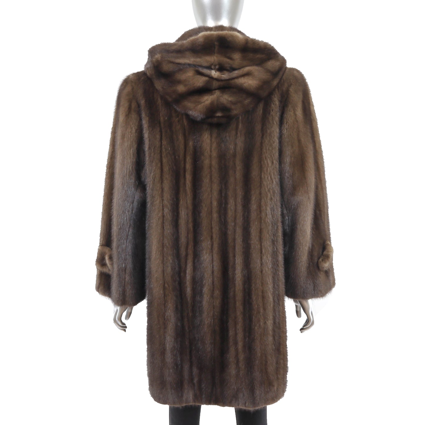 Brown Mink Coat with Detachable Hood- Size M