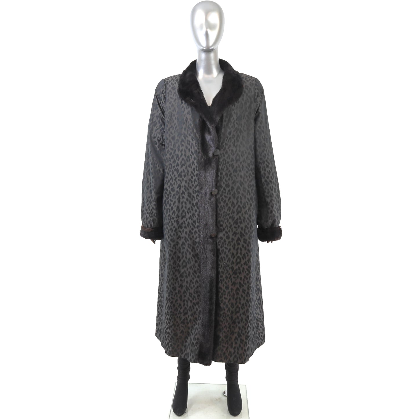 Brown Semi Sheared Mink Coat Reversible to Taffeta- Size L