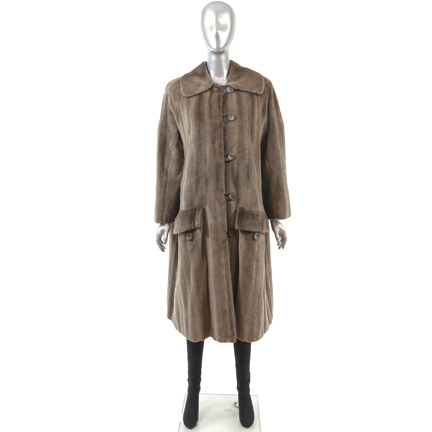 Brown Sheared Mink Coat- Size XXL