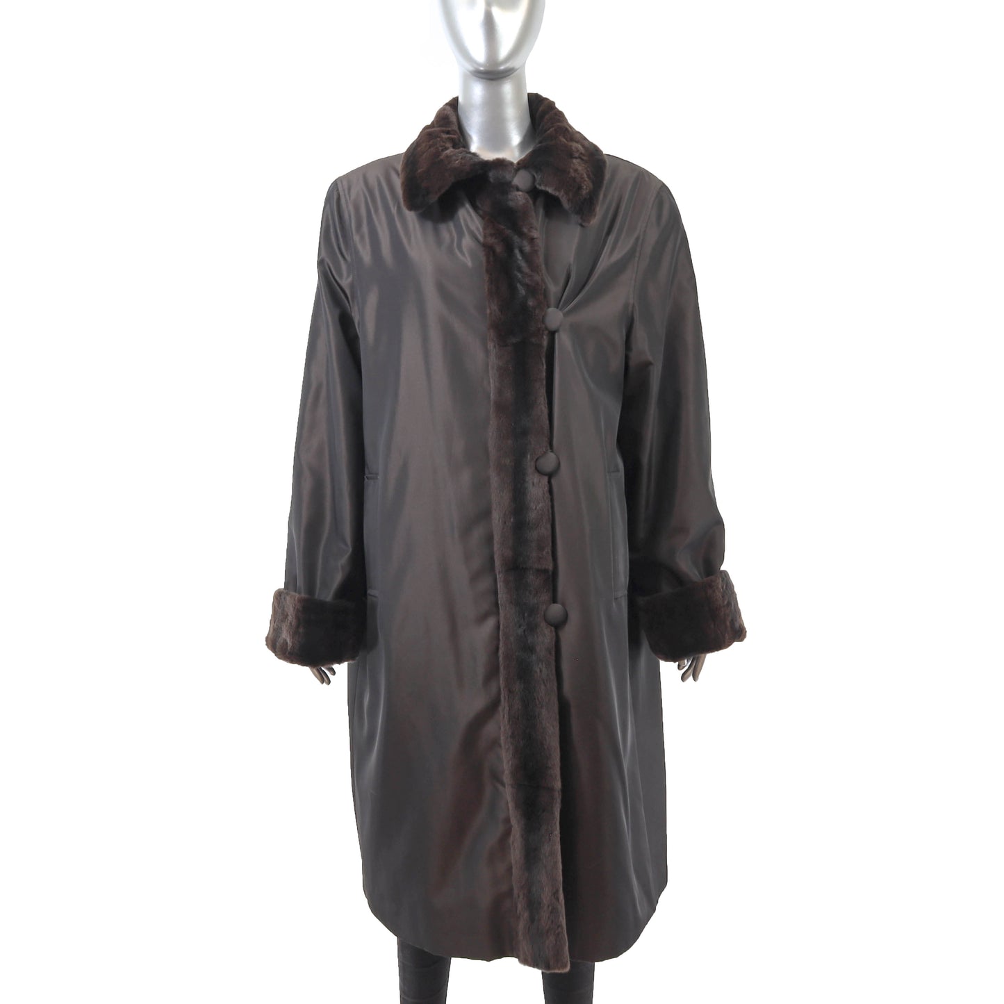 Brown Plucked Reversible Mink Coat- Size XL