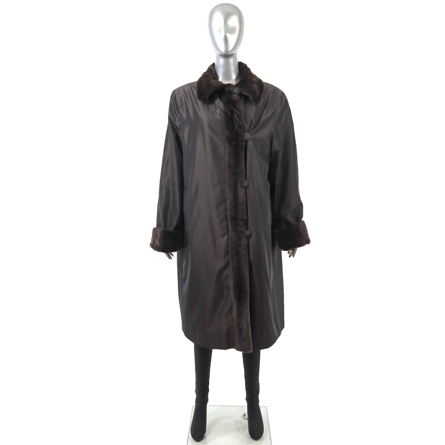 Brown Plucked Reversible Mink Coat- Size XL