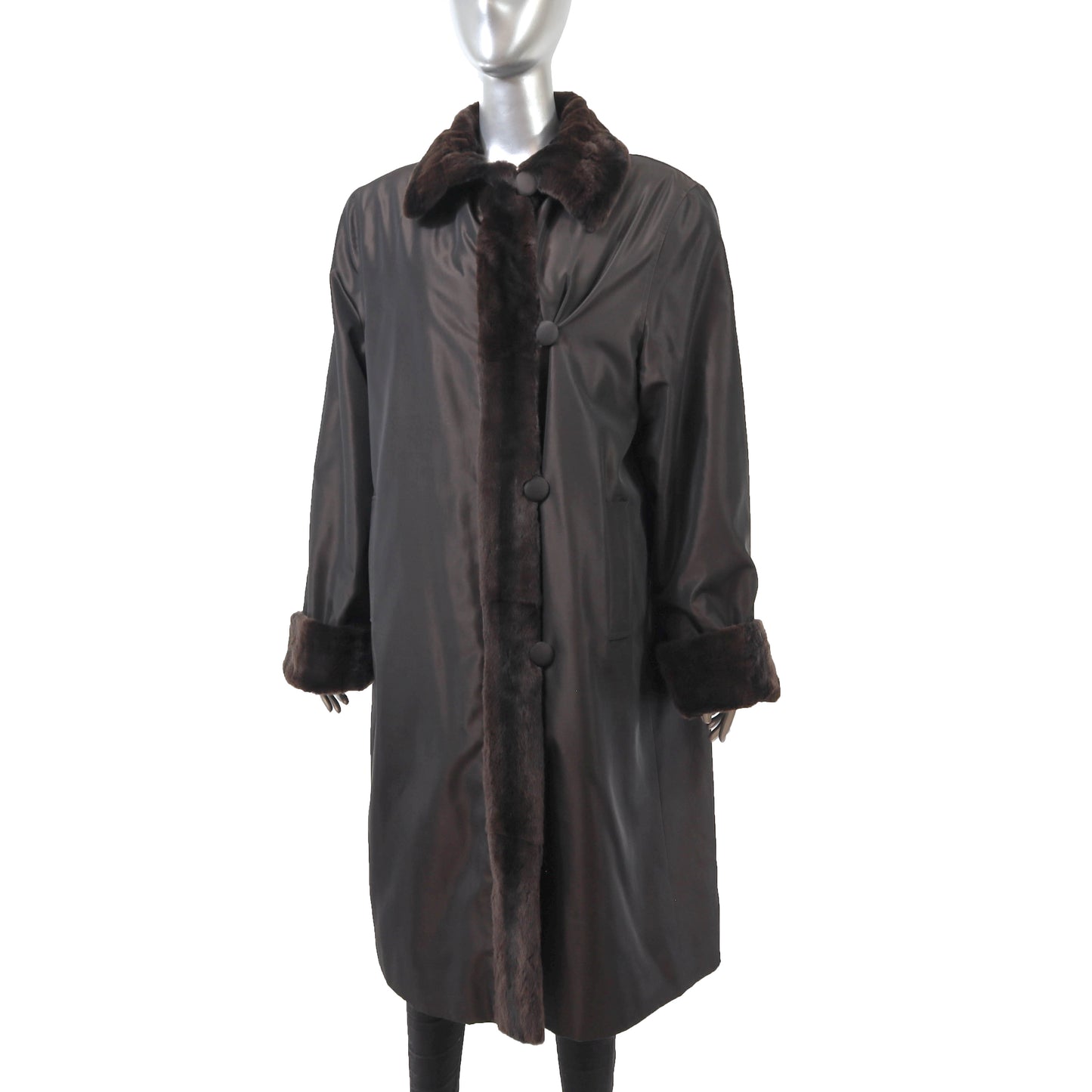 Brown Plucked Reversible Mink Coat- Size XL