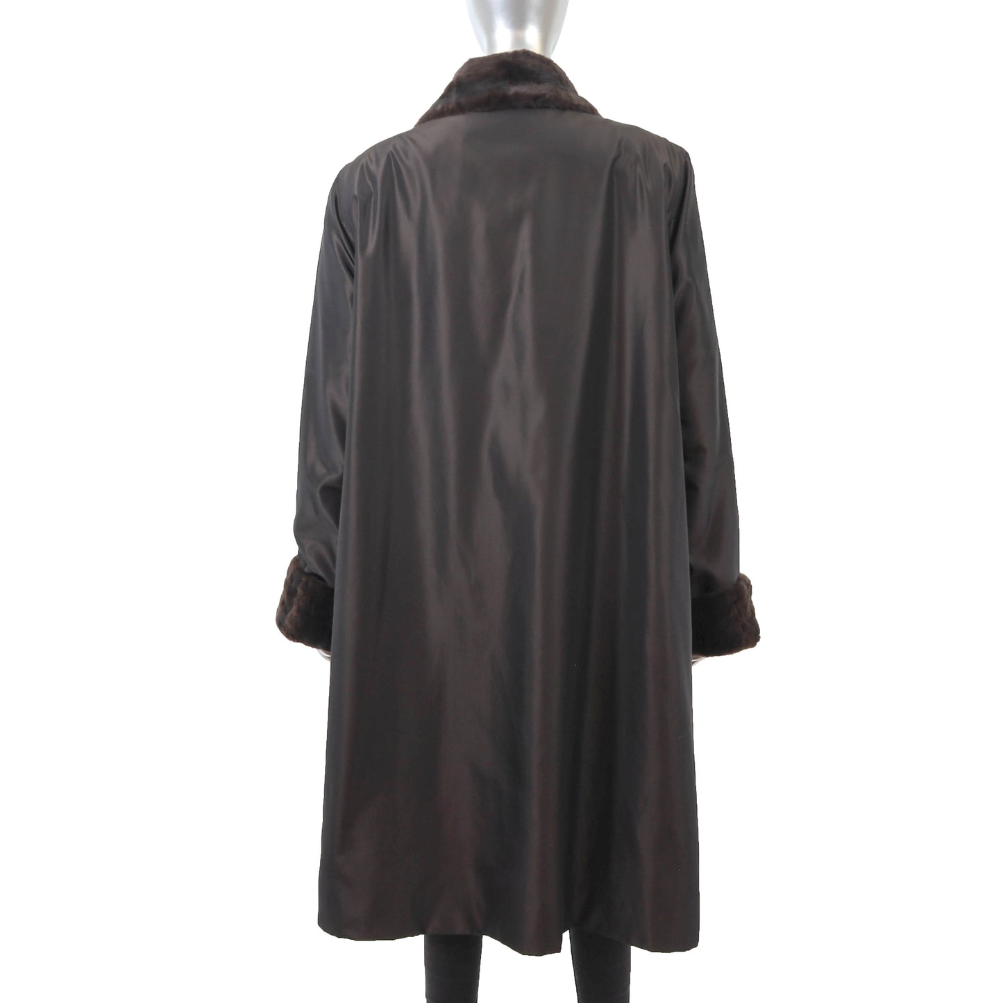 Brown Plucked Reversible Mink Coat- Size XL