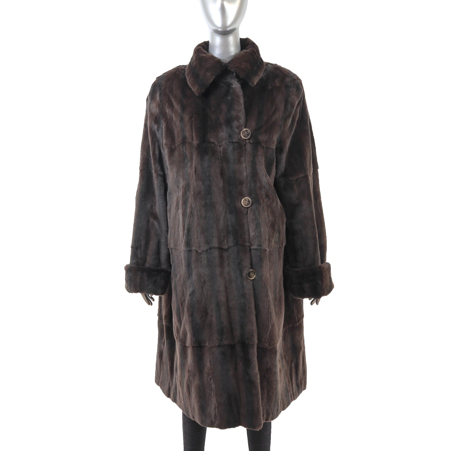 Brown Plucked Reversible Mink Coat- Size XL