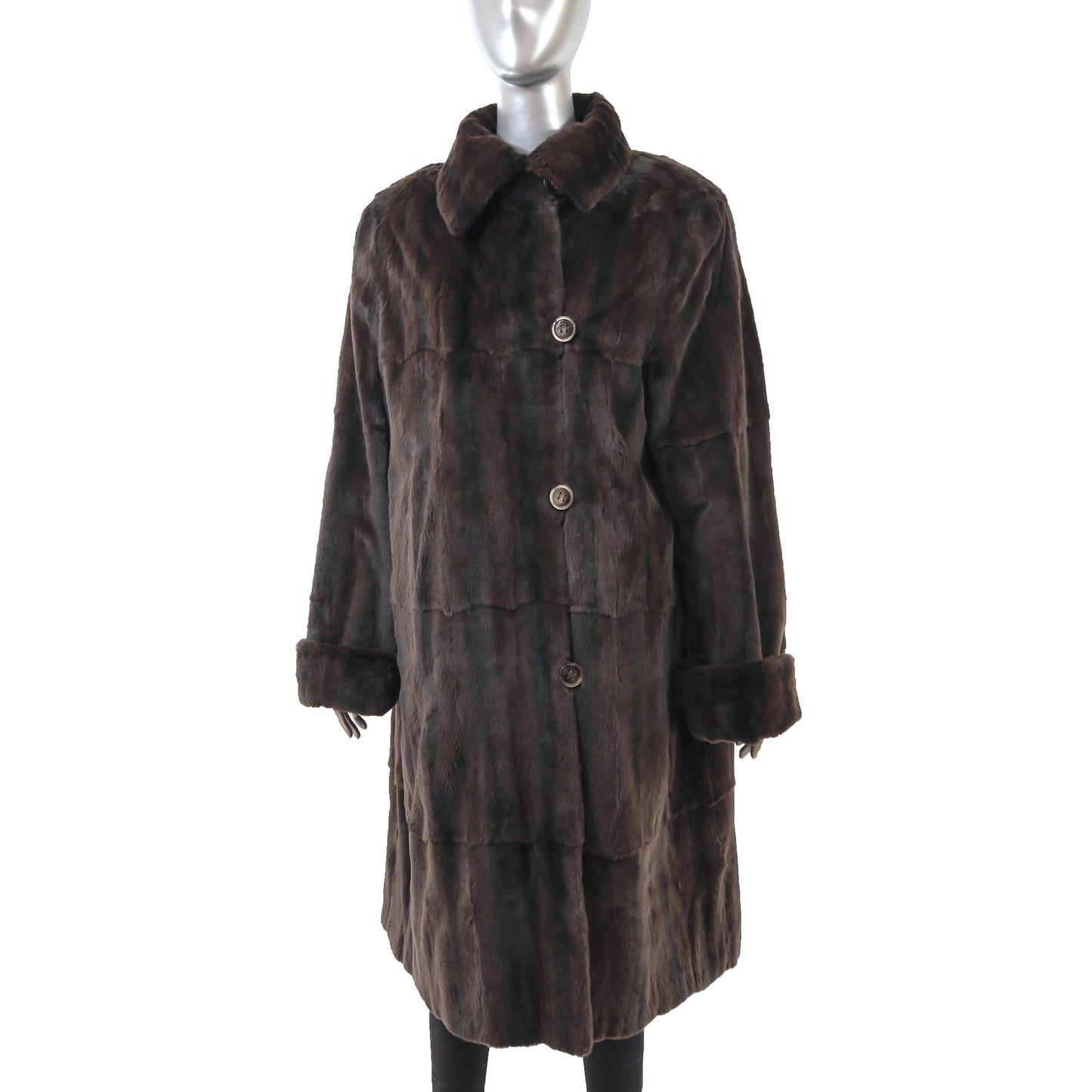 Brown Plucked Reversible Mink Coat- Size XL