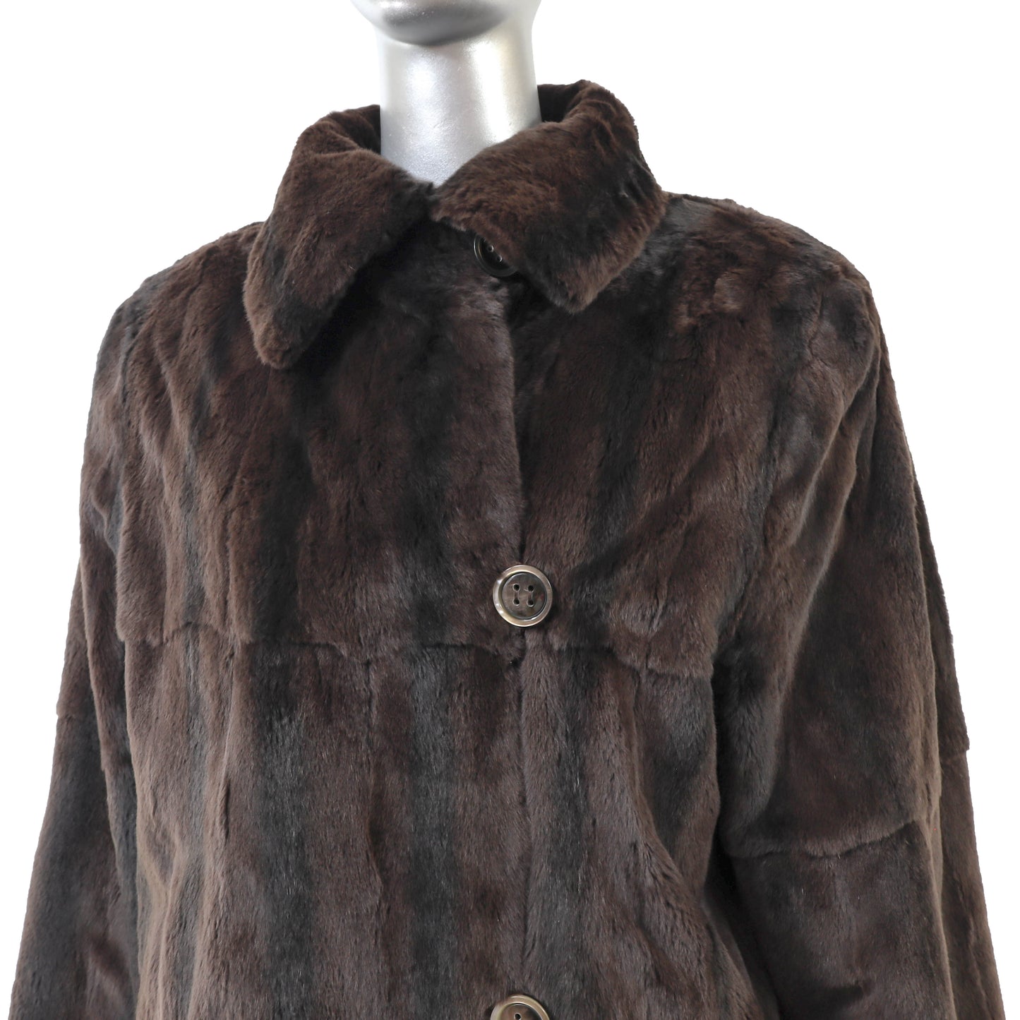 Brown Plucked Reversible Mink Coat- Size XL