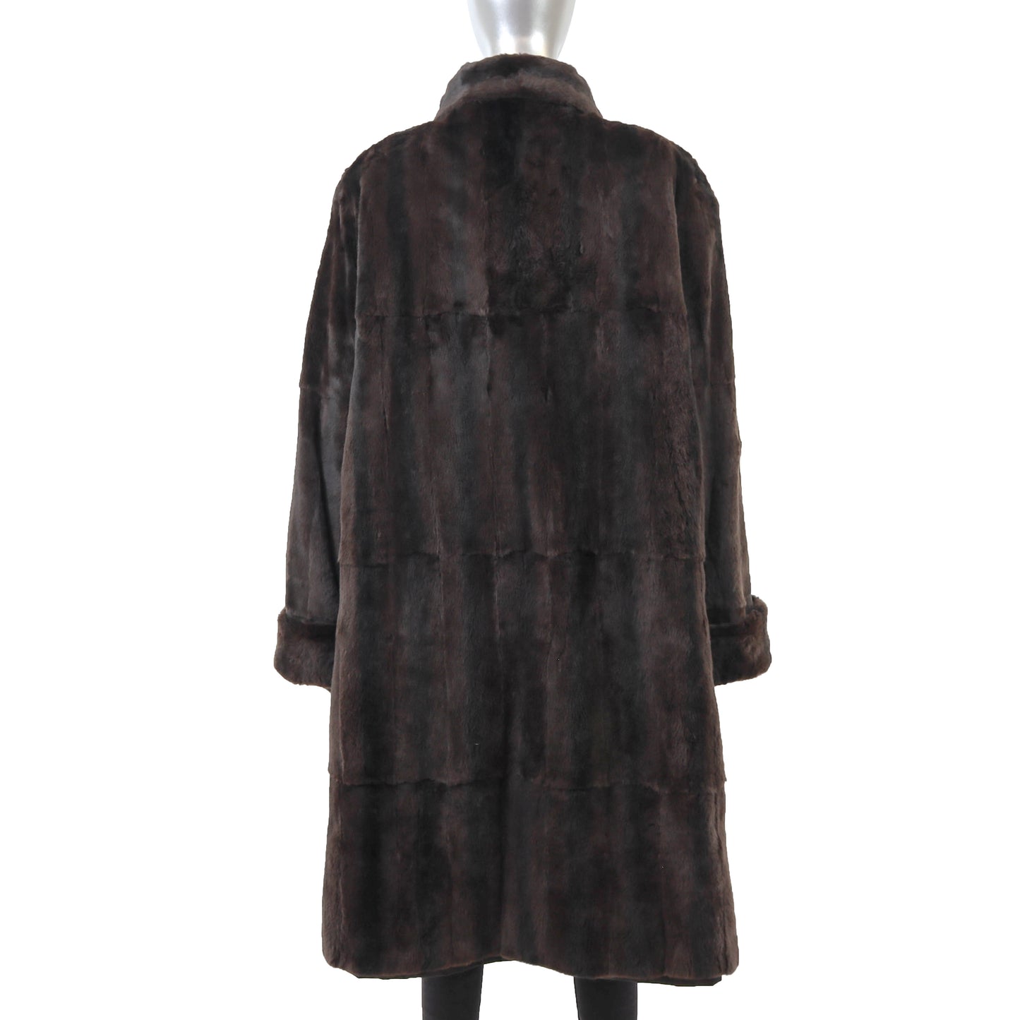 Brown Plucked Reversible Mink Coat- Size XL