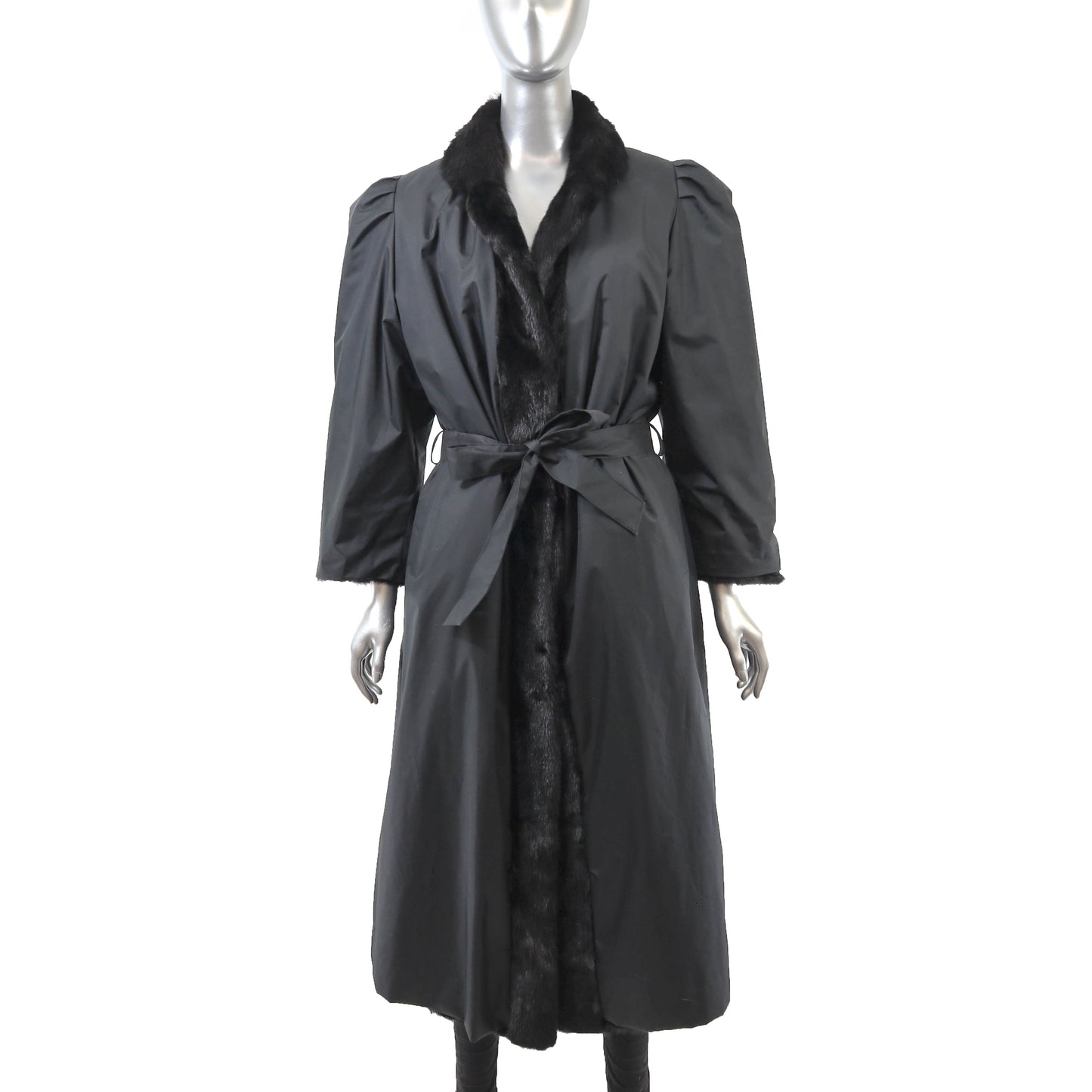 Black Mink Coat Reversible to Taffeta- Size M