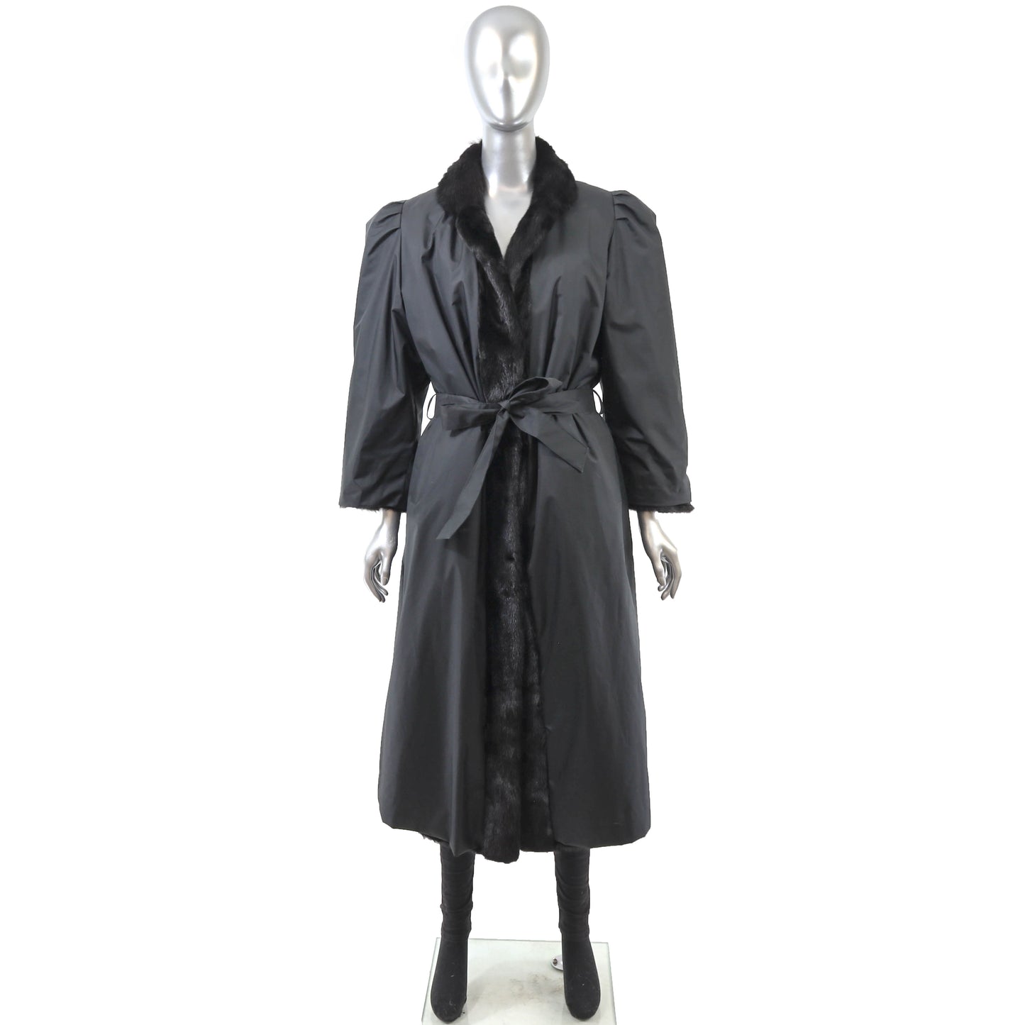 Black Mink Coat Reversible to Taffeta- Size M