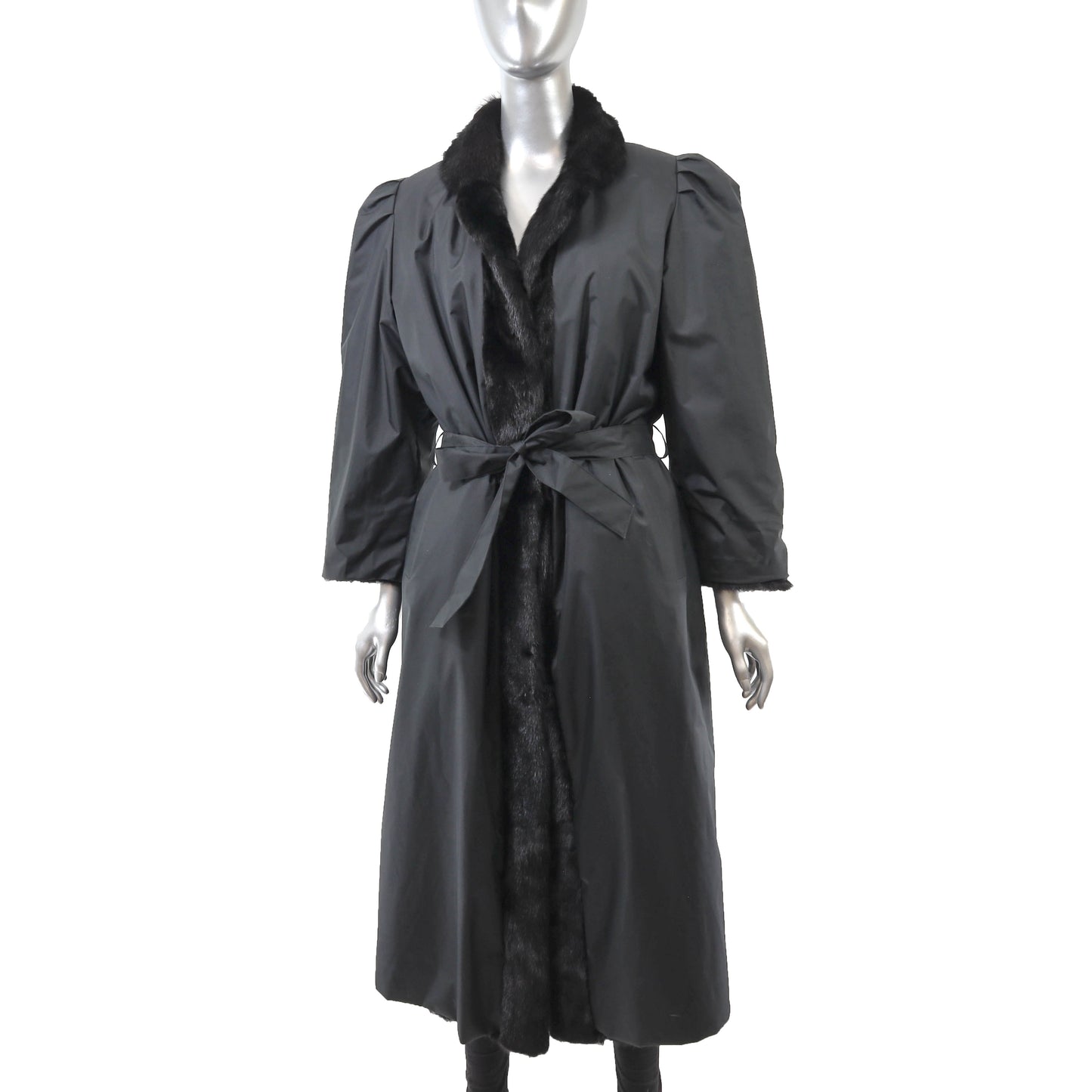 Black Mink Coat Reversible to Taffeta- Size M