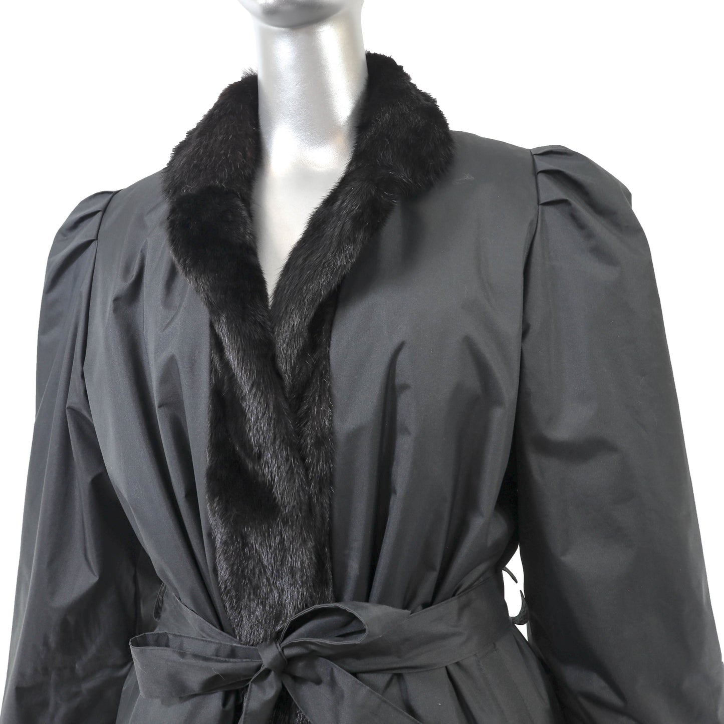 Black Mink Coat Reversible to Taffeta- Size M