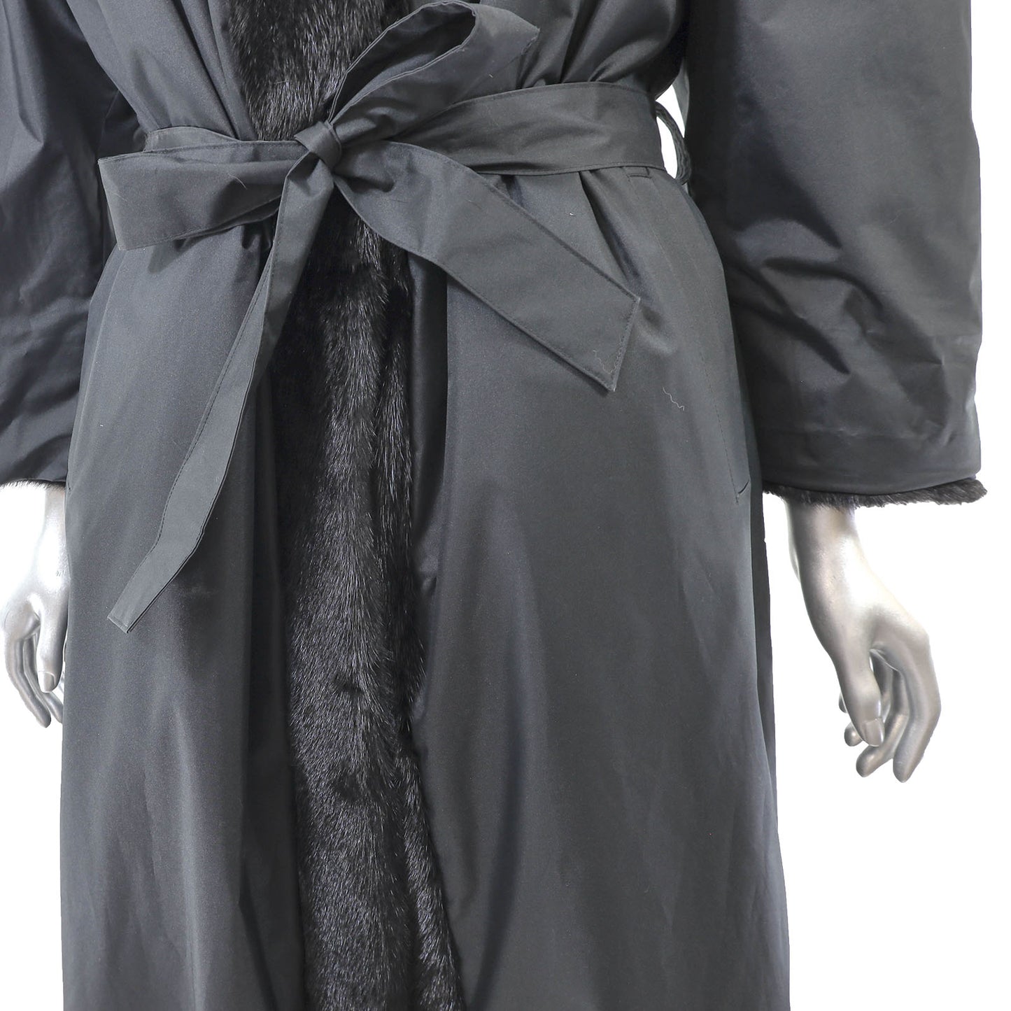 Black Mink Coat Reversible to Taffeta- Size M