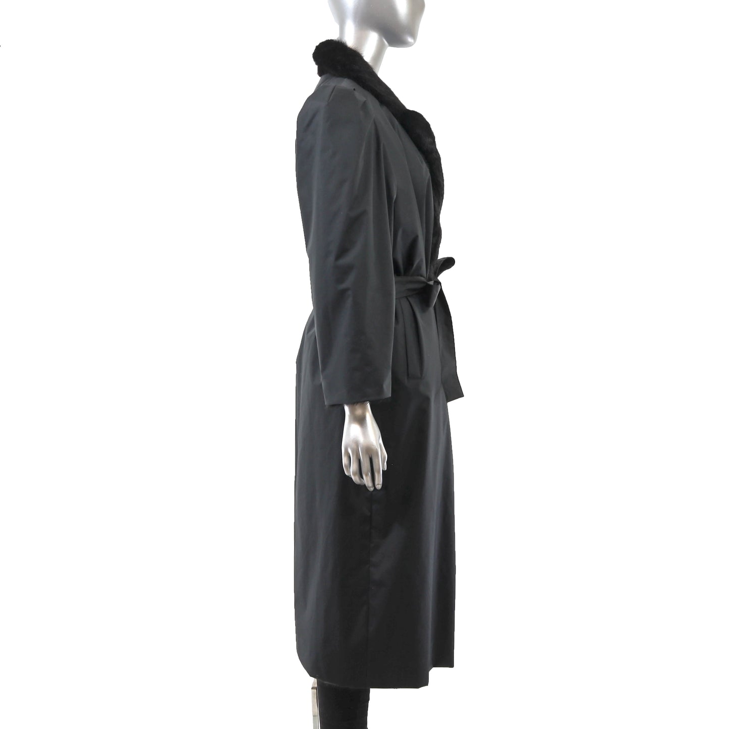 Black Mink Coat Reversible to Taffeta- Size M