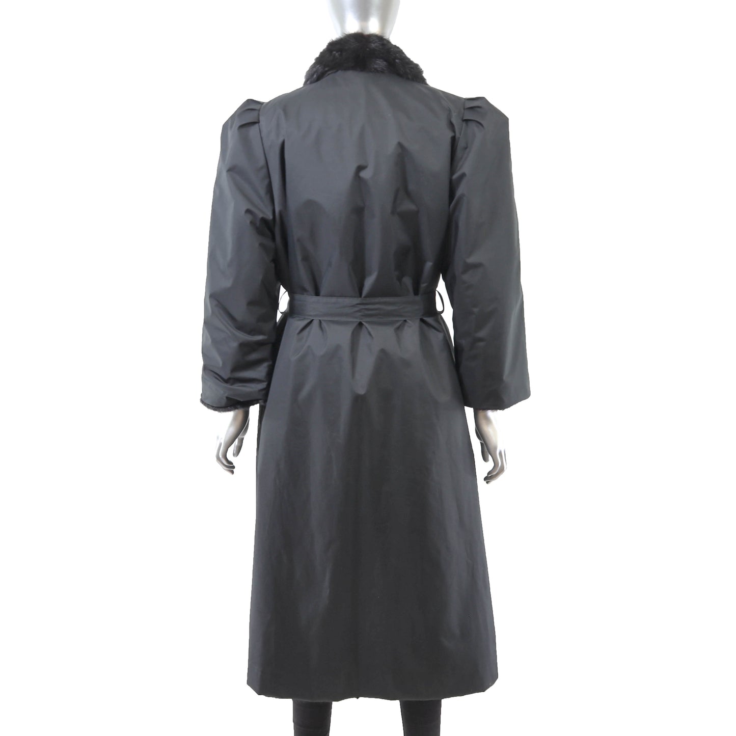 Black Mink Coat Reversible to Taffeta- Size M