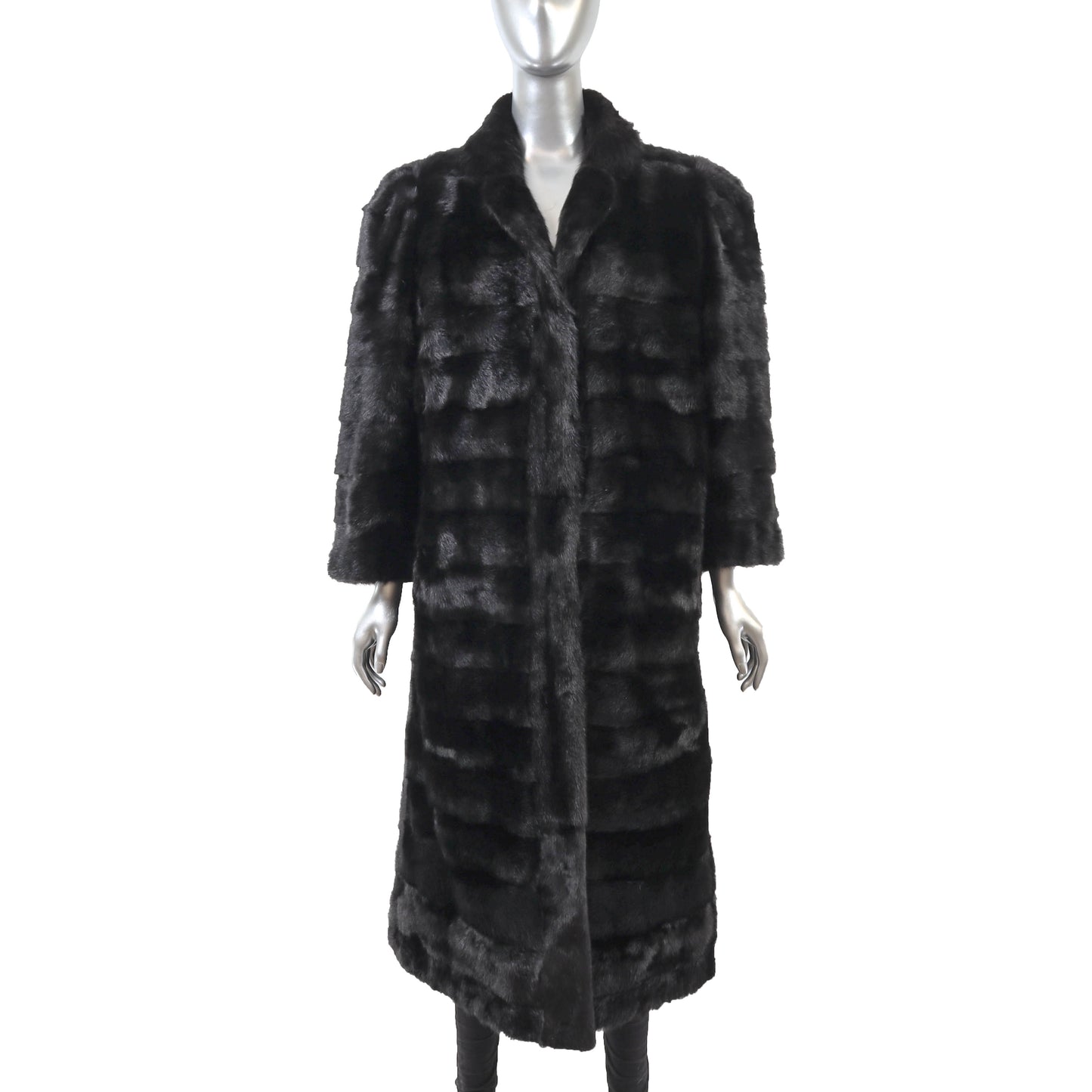 Black Mink Coat Reversible to Taffeta- Size M