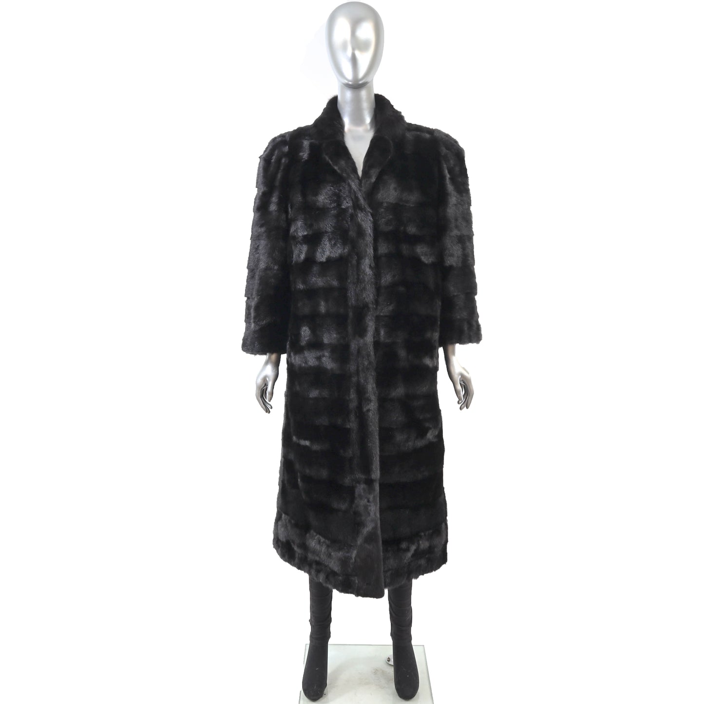 Black Mink Coat Reversible to Taffeta- Size M