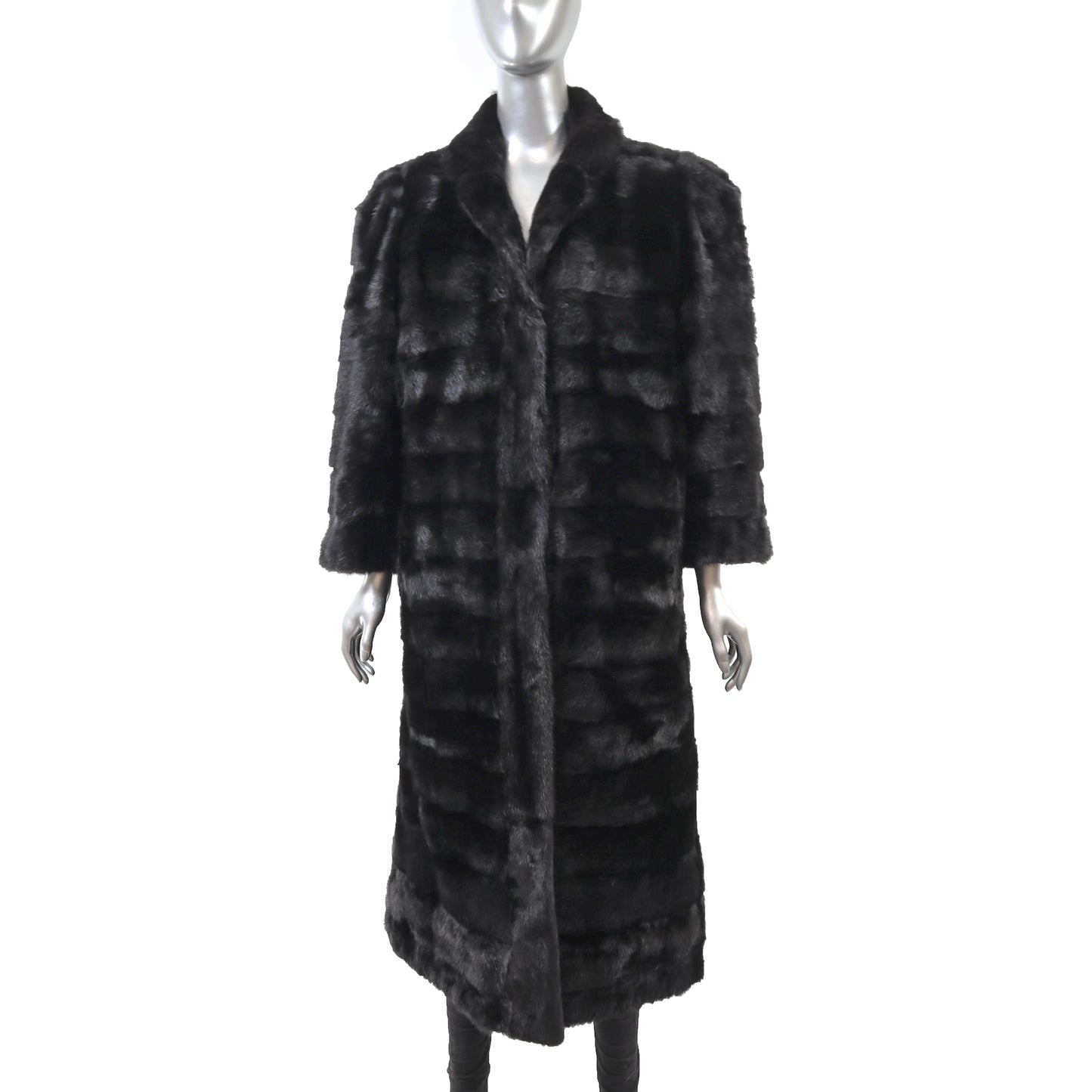 Black Mink Coat Reversible to Taffeta- Size M