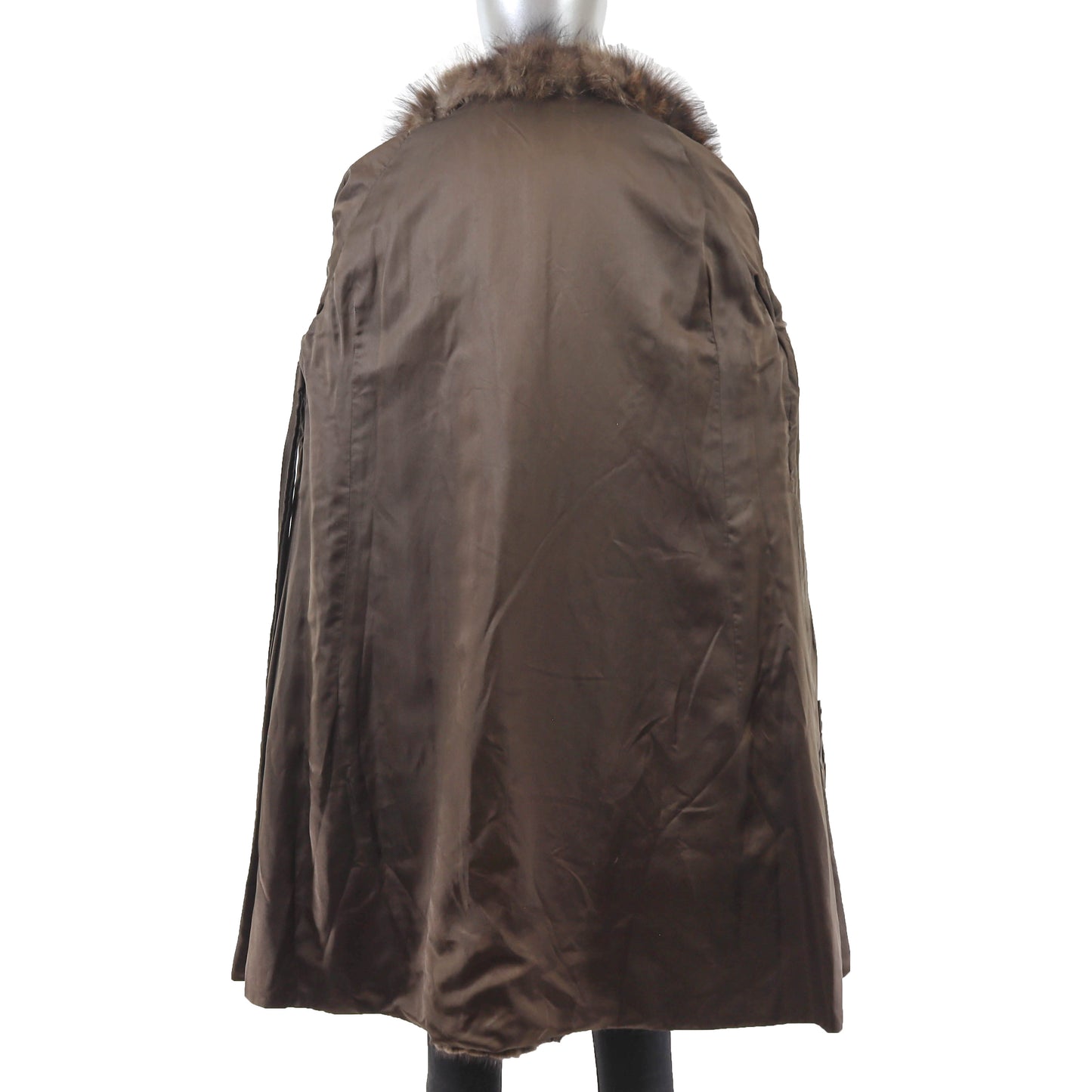 Brown Mink Coat with Fox Collar- Size L