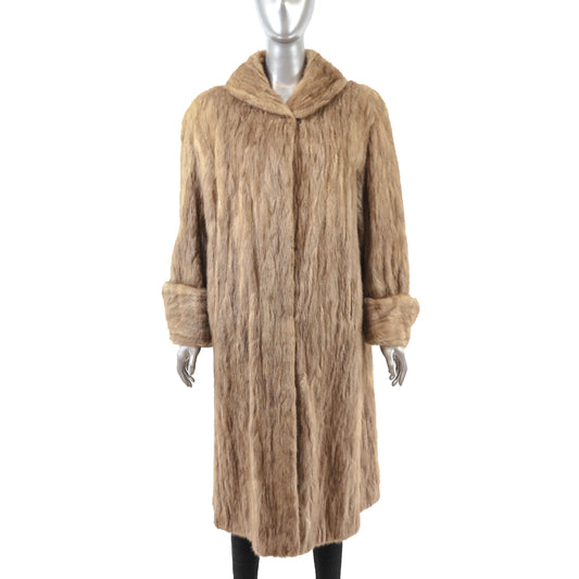 Light Brown Section Mink Coat- Size XL