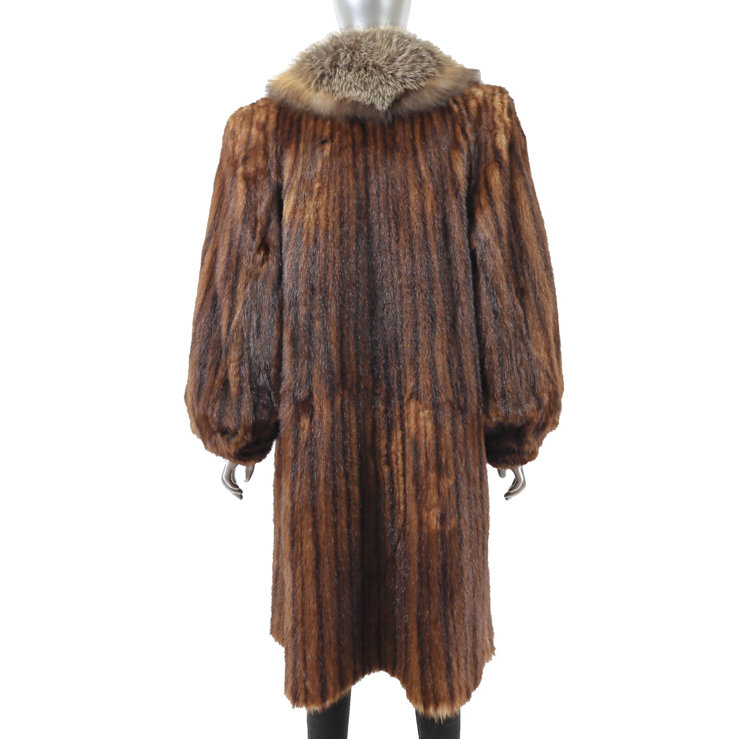 Chinese Mink Coat with Fox Collar- Size L