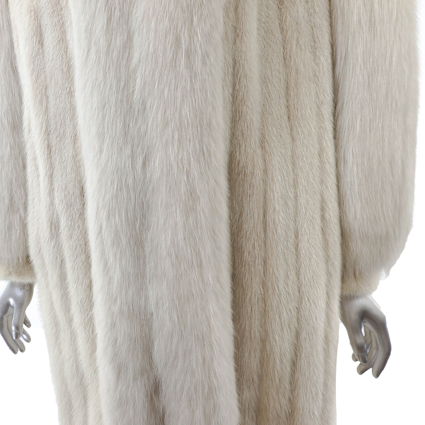 Beige Mink Coat with Fox Tuxedo and Sleeves- Size S