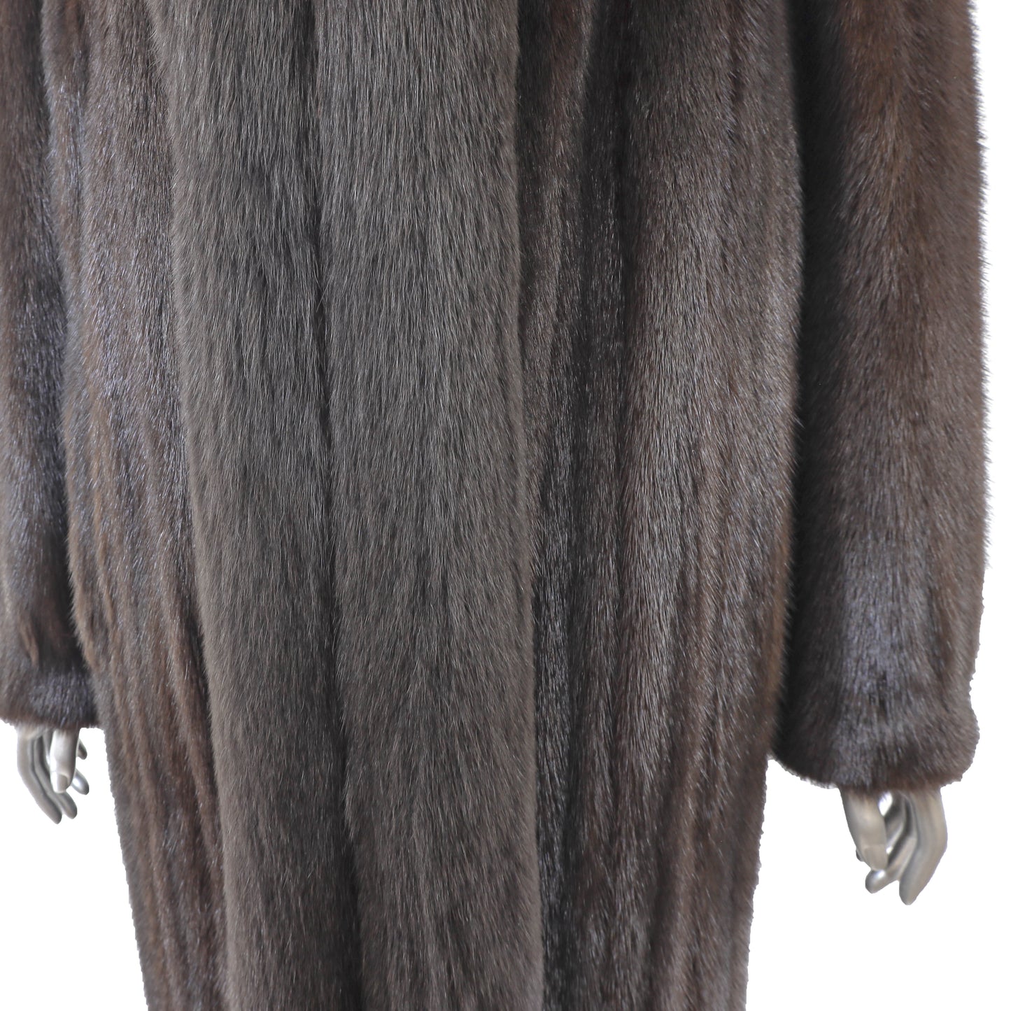 Brown Mink Coat with Fox Tuxedo- Size M