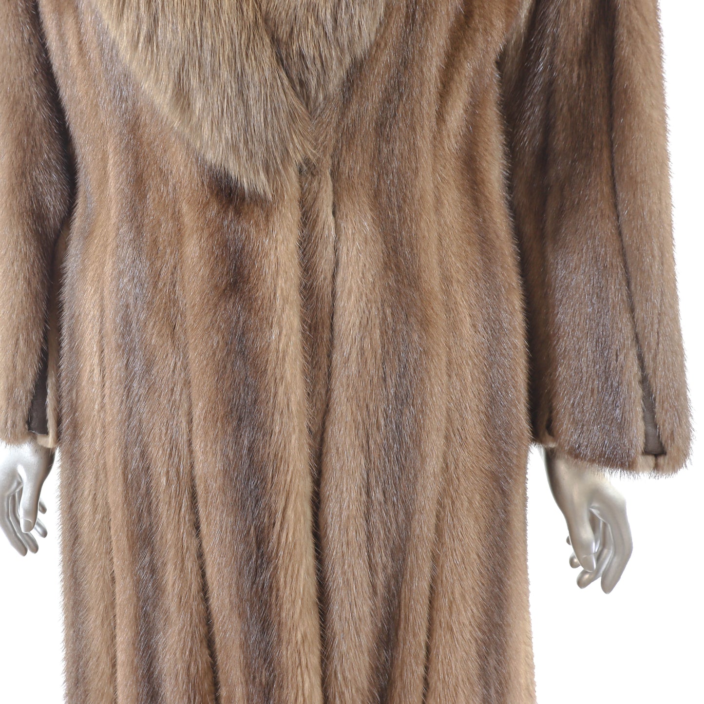 Light Brown Mink Coat with Fox Collar- Size S