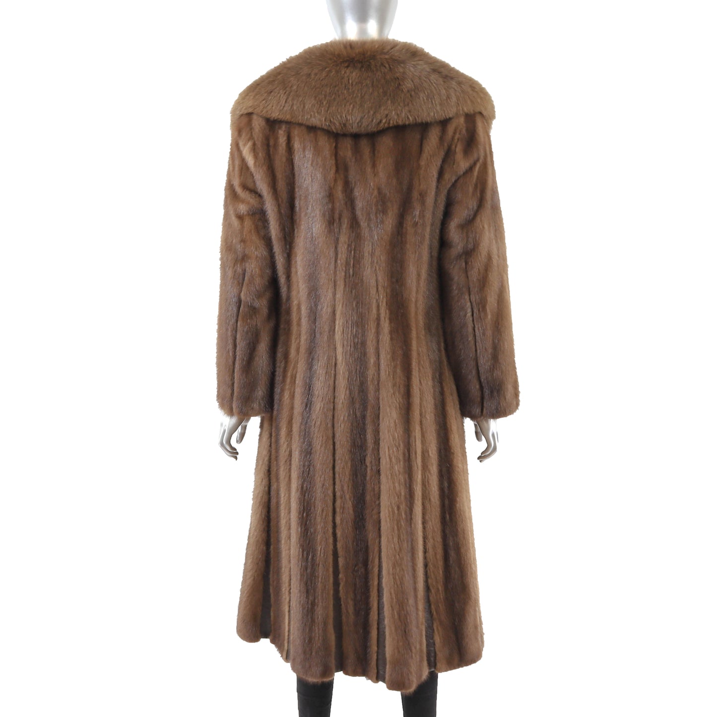 Light Brown Mink Coat with Fox Collar- Size S