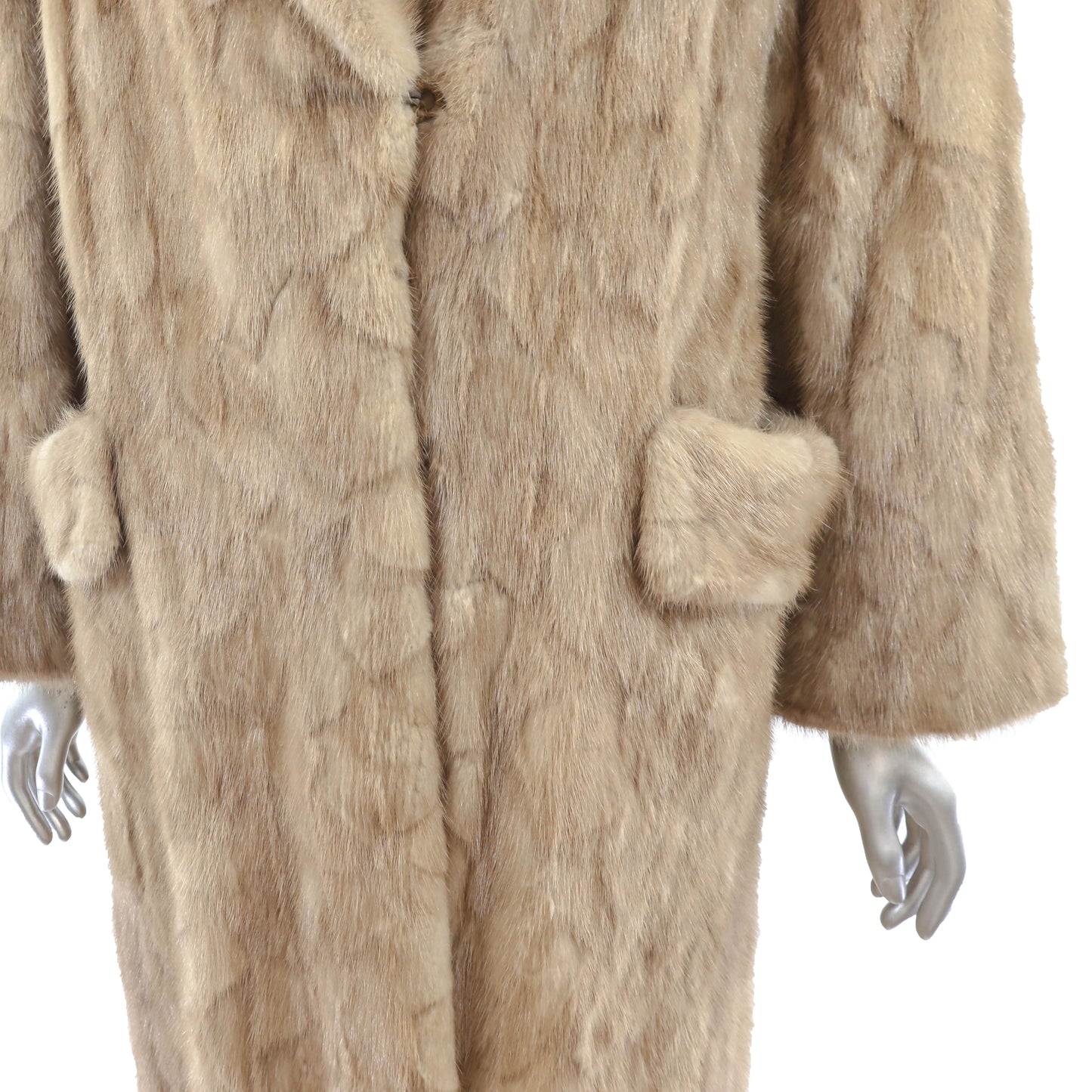 Light Brown Section Mink Coat with Matching Hat- Size M