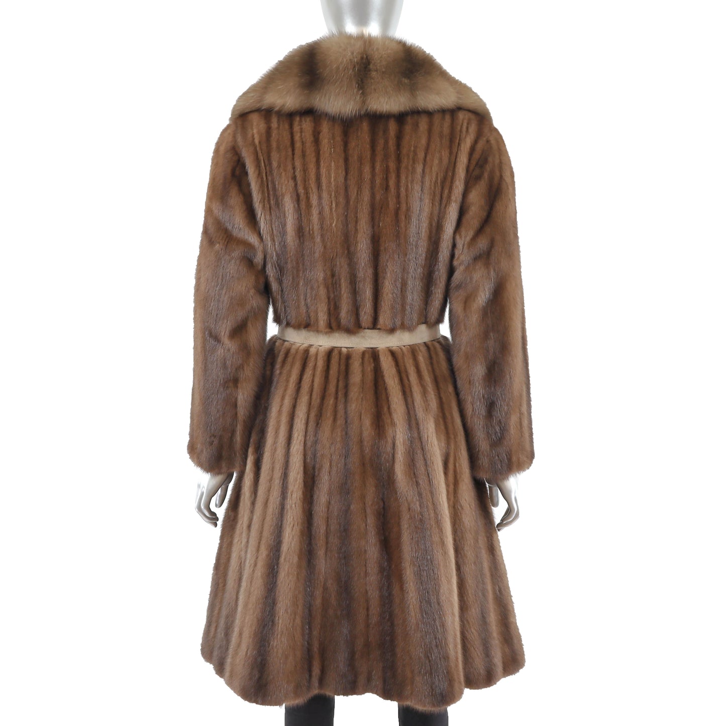 Brown Mink Coat with Sable Collar- Size S