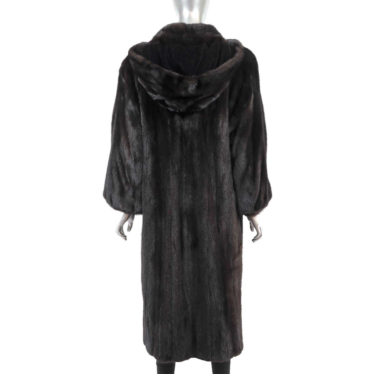 Mahogany Mink Coat with Detachable Hood- Size S