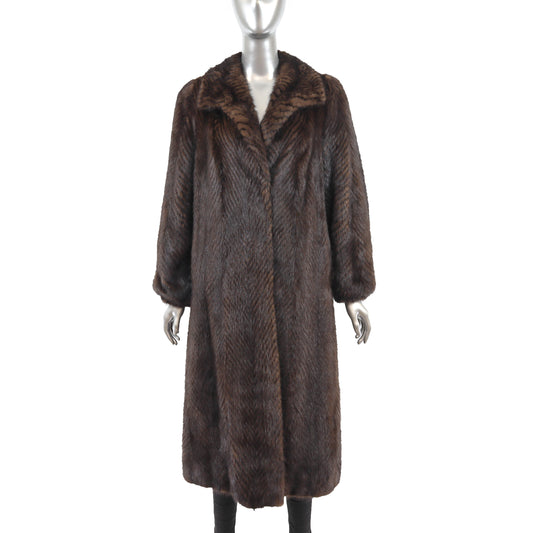 Brown Chevron Mink Coat- Size S