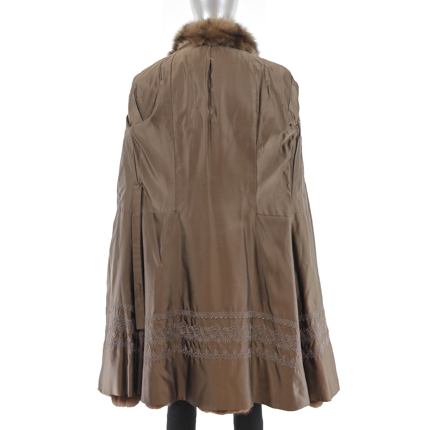 Brown Mink Coat with Sable Collar- Size S