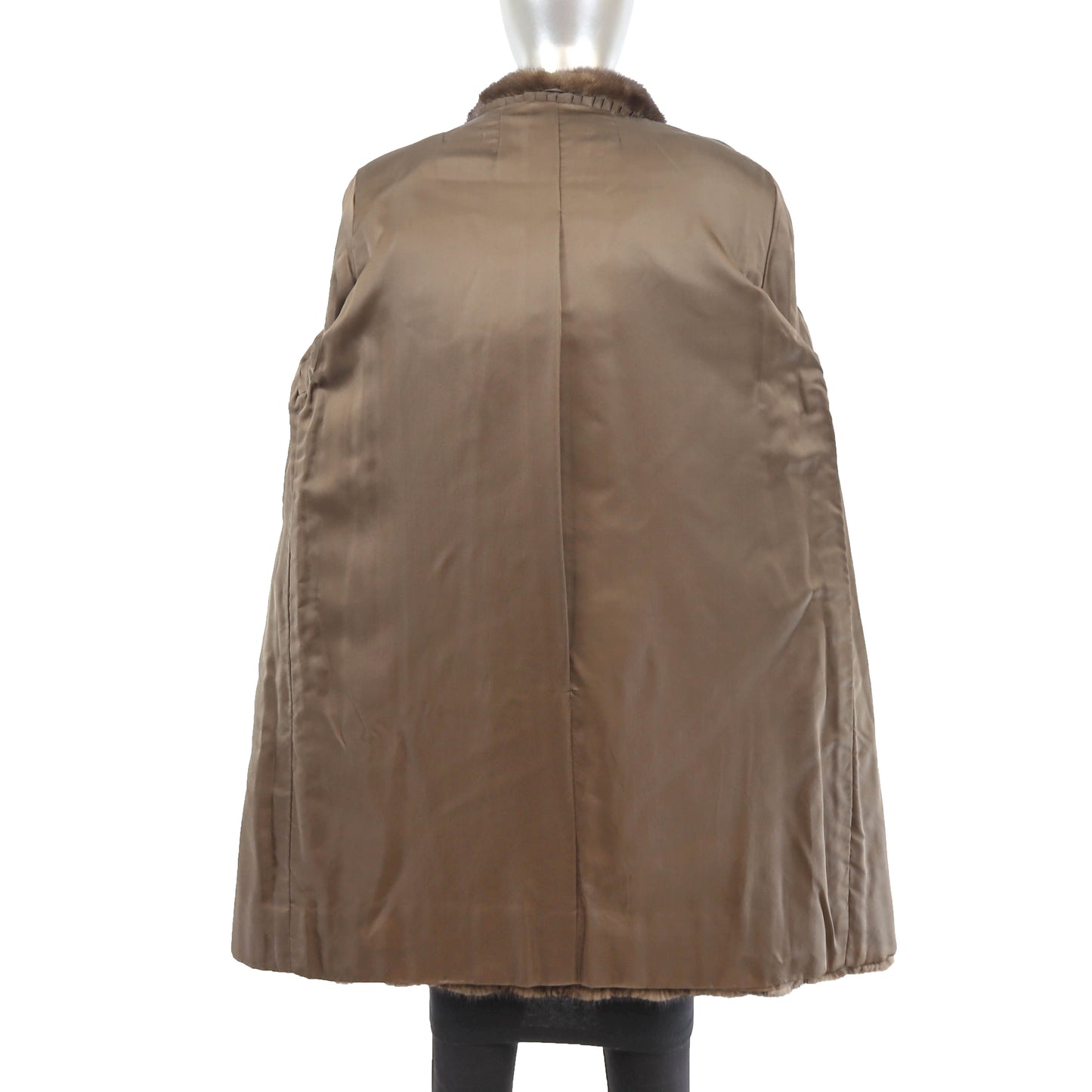 Brown Mink Coat with Detachable Hood- Size M