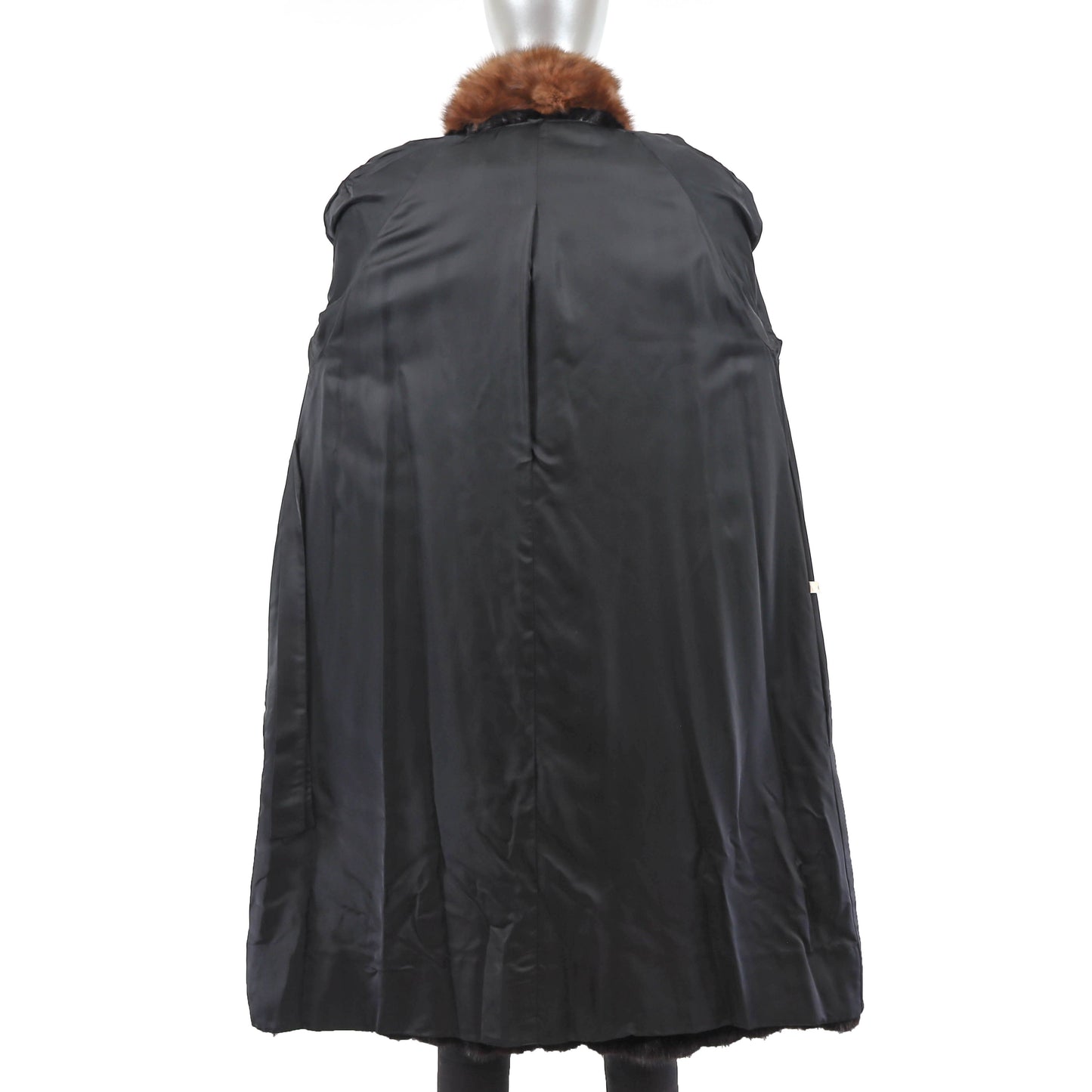 Black Mink Coat with Sable Trim- Size M