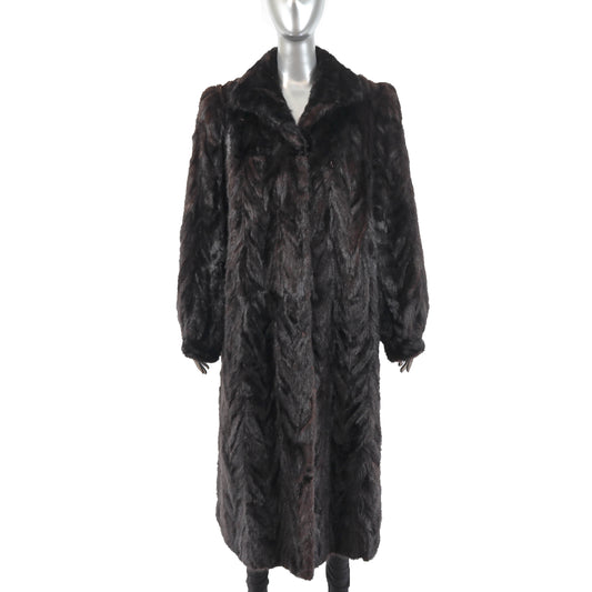 Brown Section Mink Coat- Size L