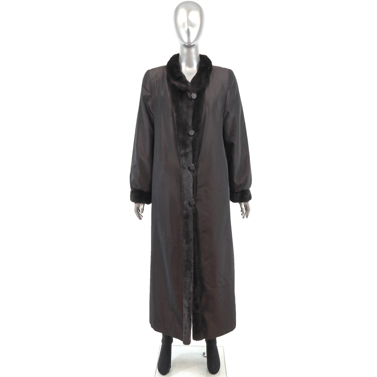 Black Mink Coat Reversible to Taffeta- Size M