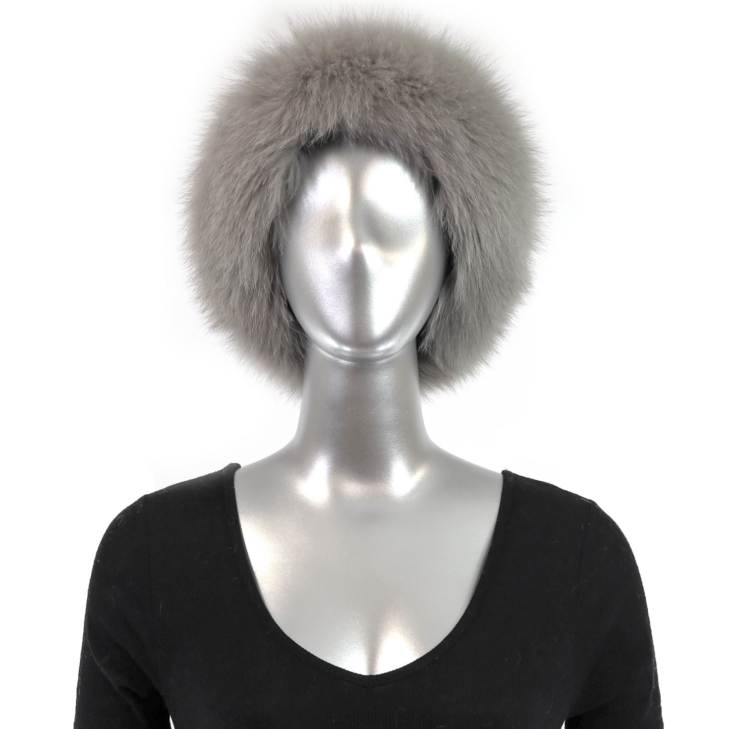 Grey Mink Hat with Fox- Size Free