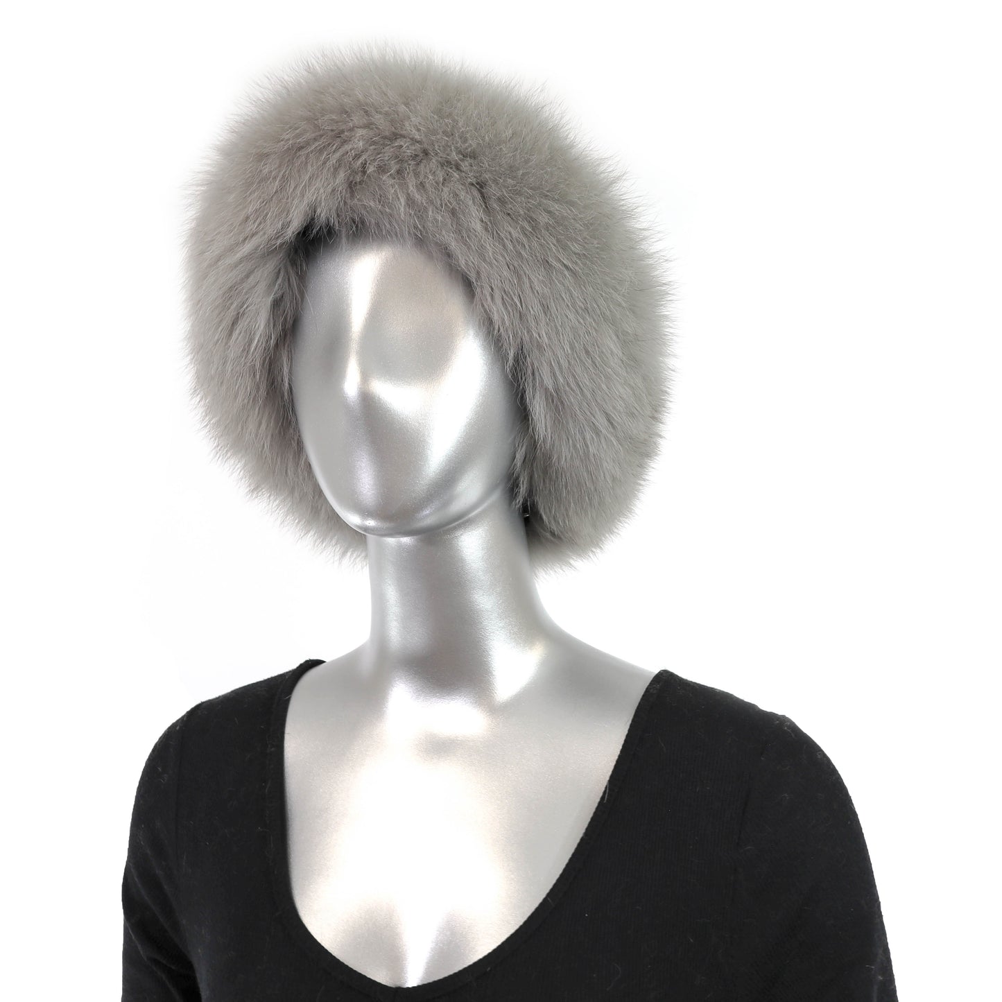 Grey Mink Hat with Fox- Size Free