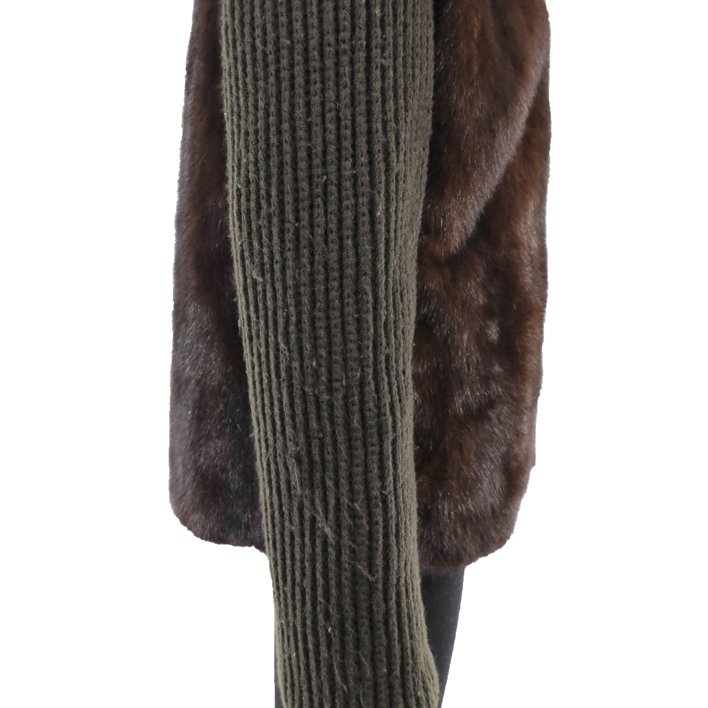 Mink Jacket with Knitted Sleeves- Size S