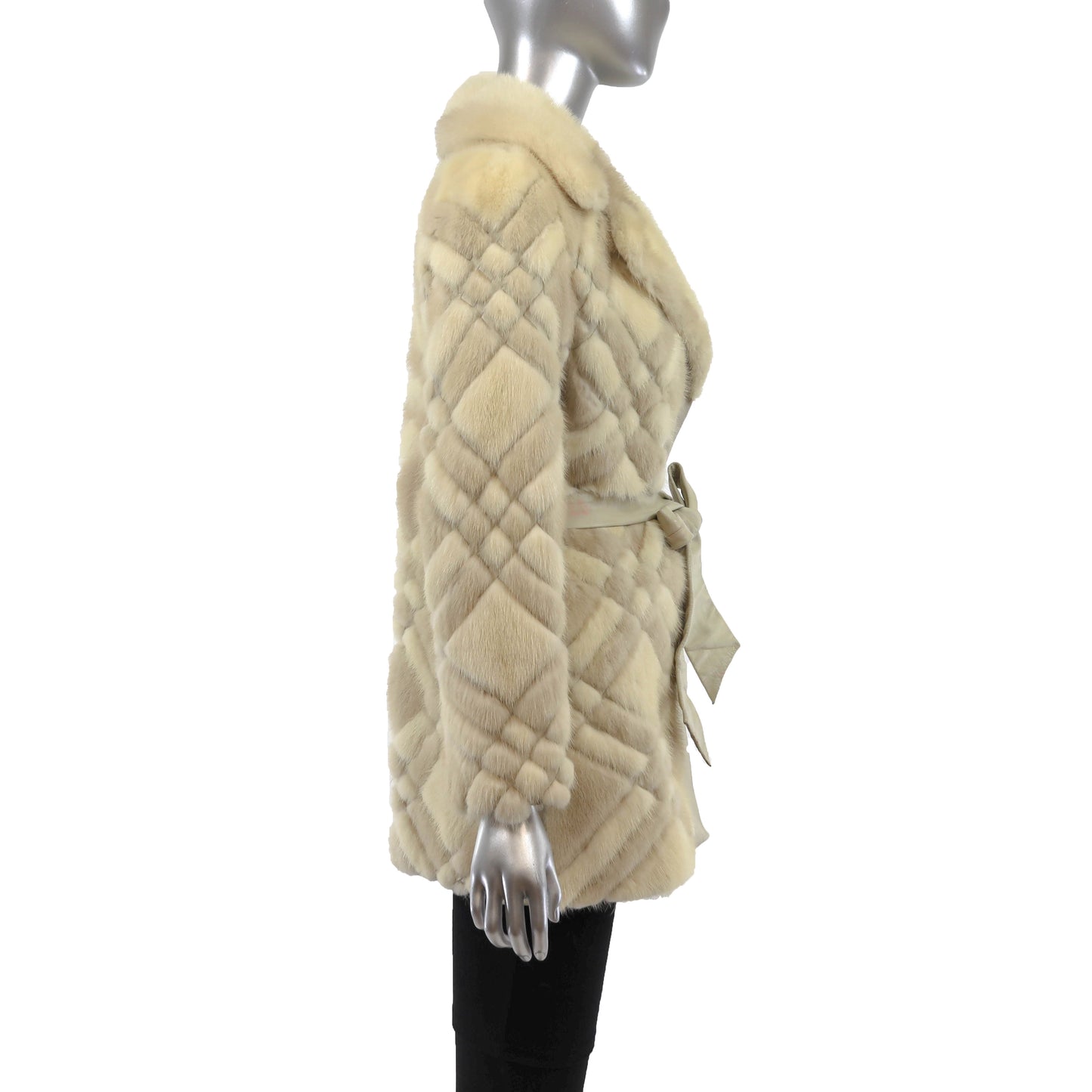 Ivory Mink and Leather Jacket- Size S