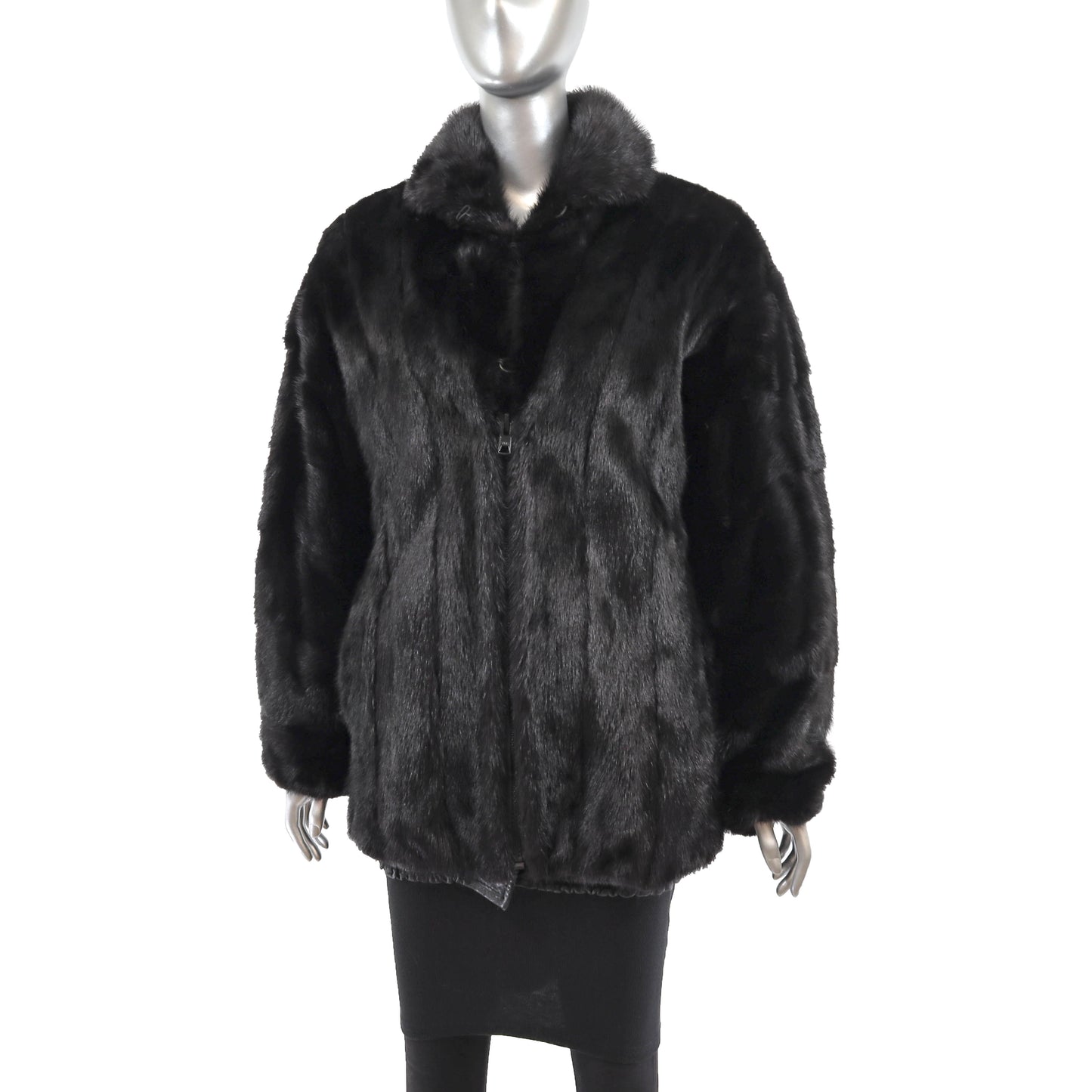 Black Mink Jacket Reversible to Leather- Size M