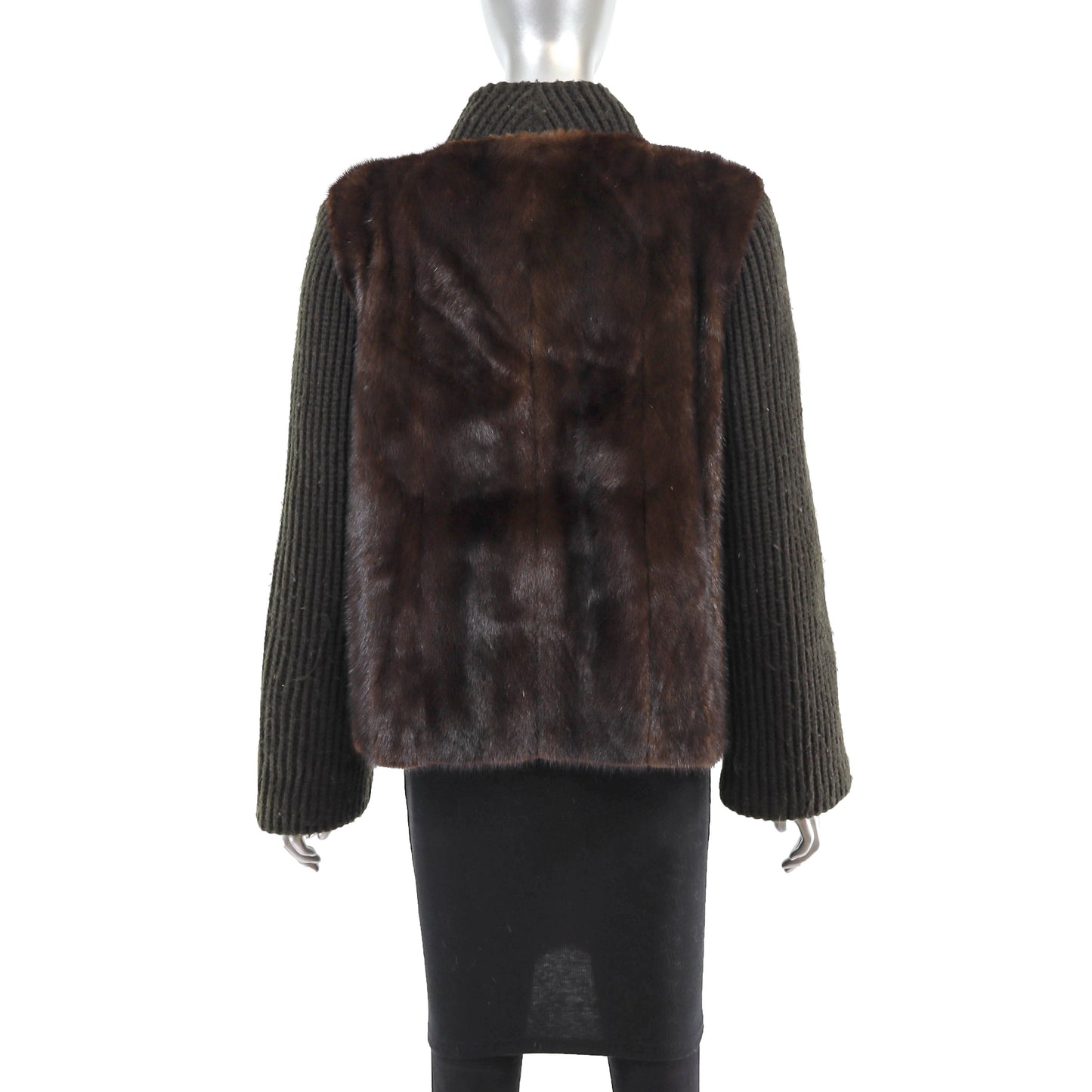 Mink Jacket with Knitted Sleeves- Size S